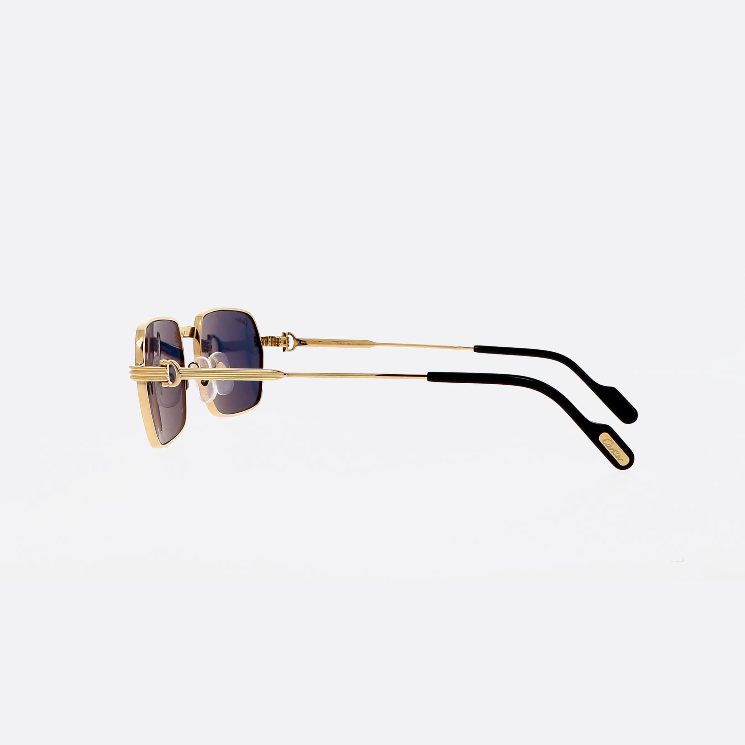 Cartier 56mm Core Range Gbl Gold Rectangle Men Sunglasses - Detail View