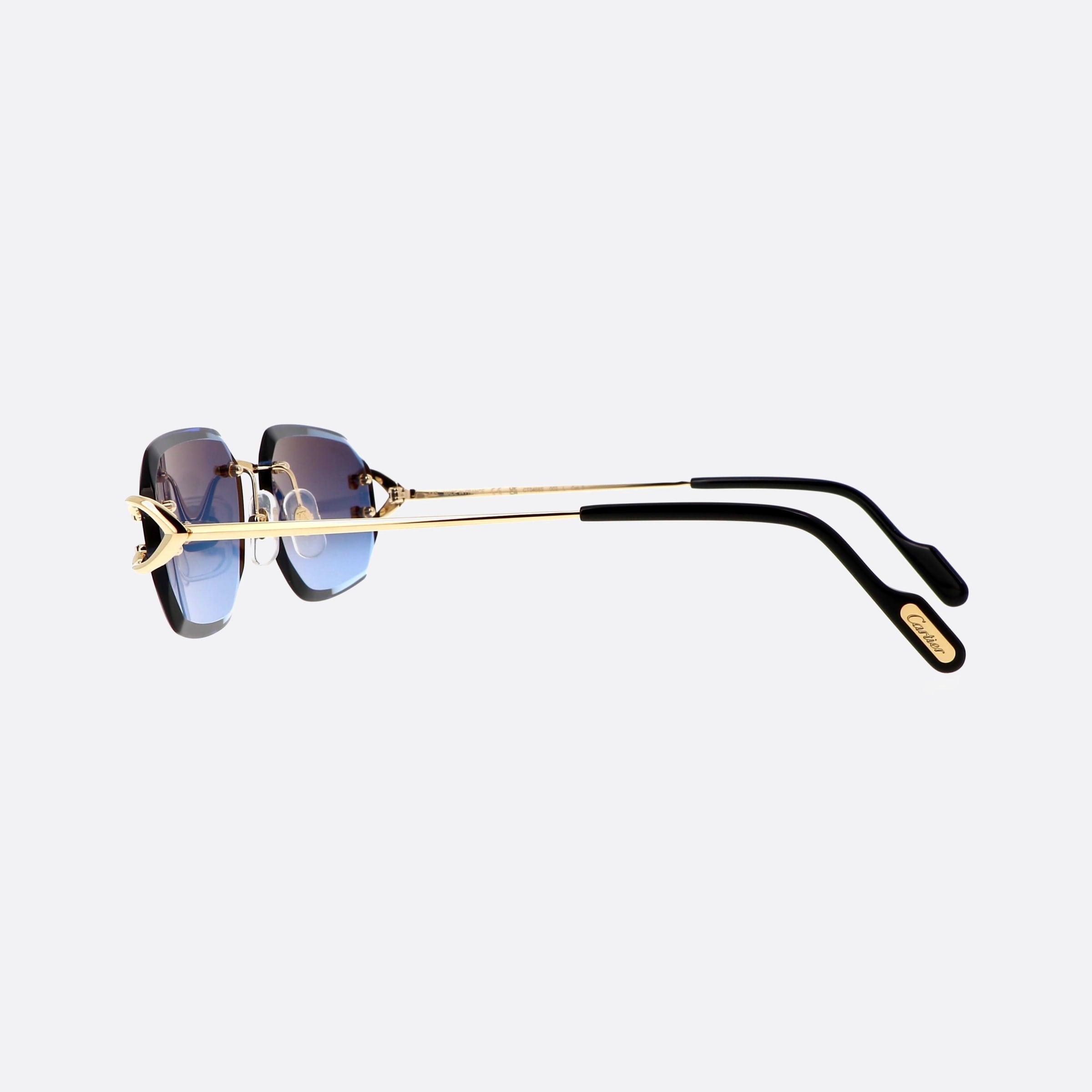 Cartier 58mm Core Range Gbb Gold Rectangle Polarized Men Sunglasses - Detail View
