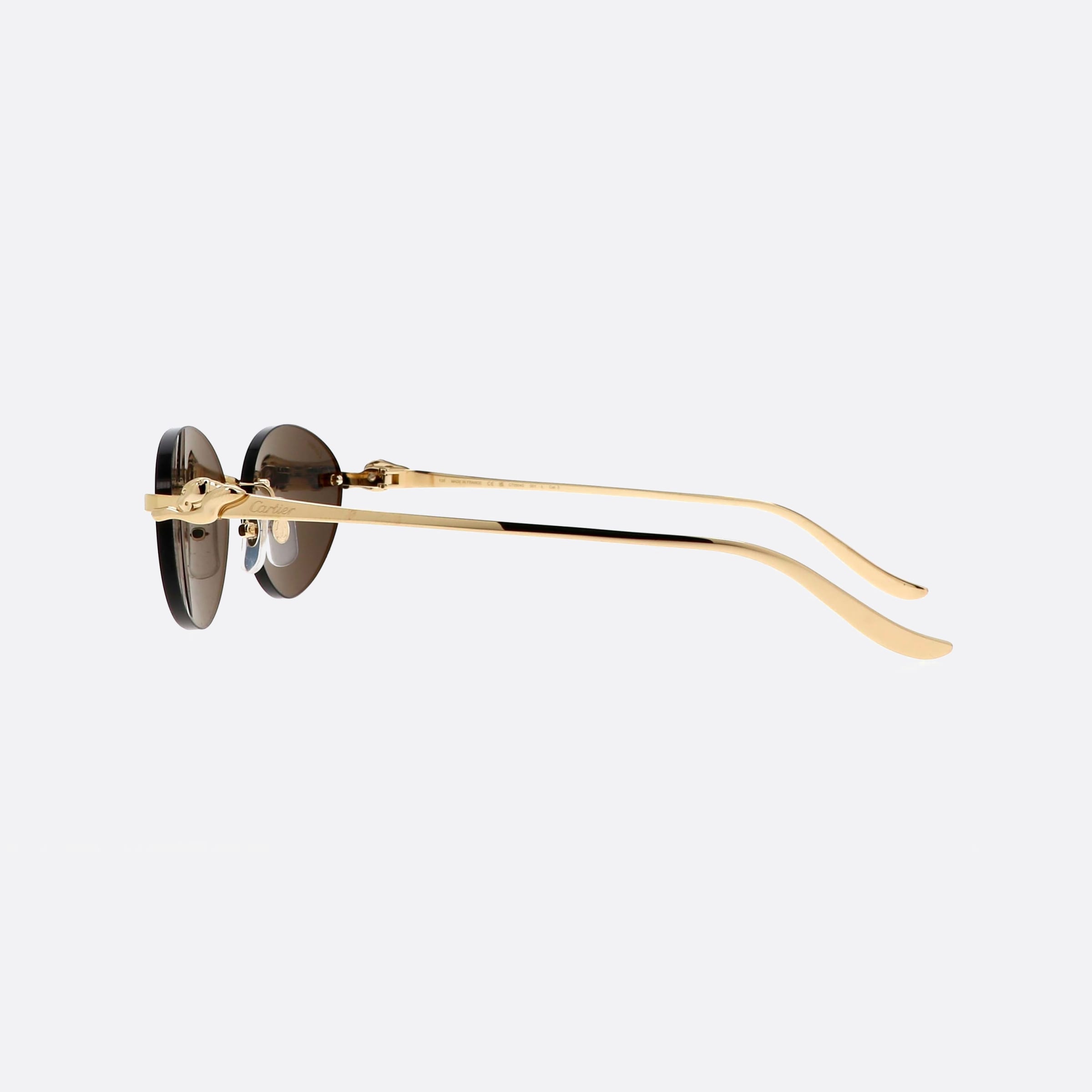 Cartier 58mm Core Range Gold Round Women Sunglasses - Detail View