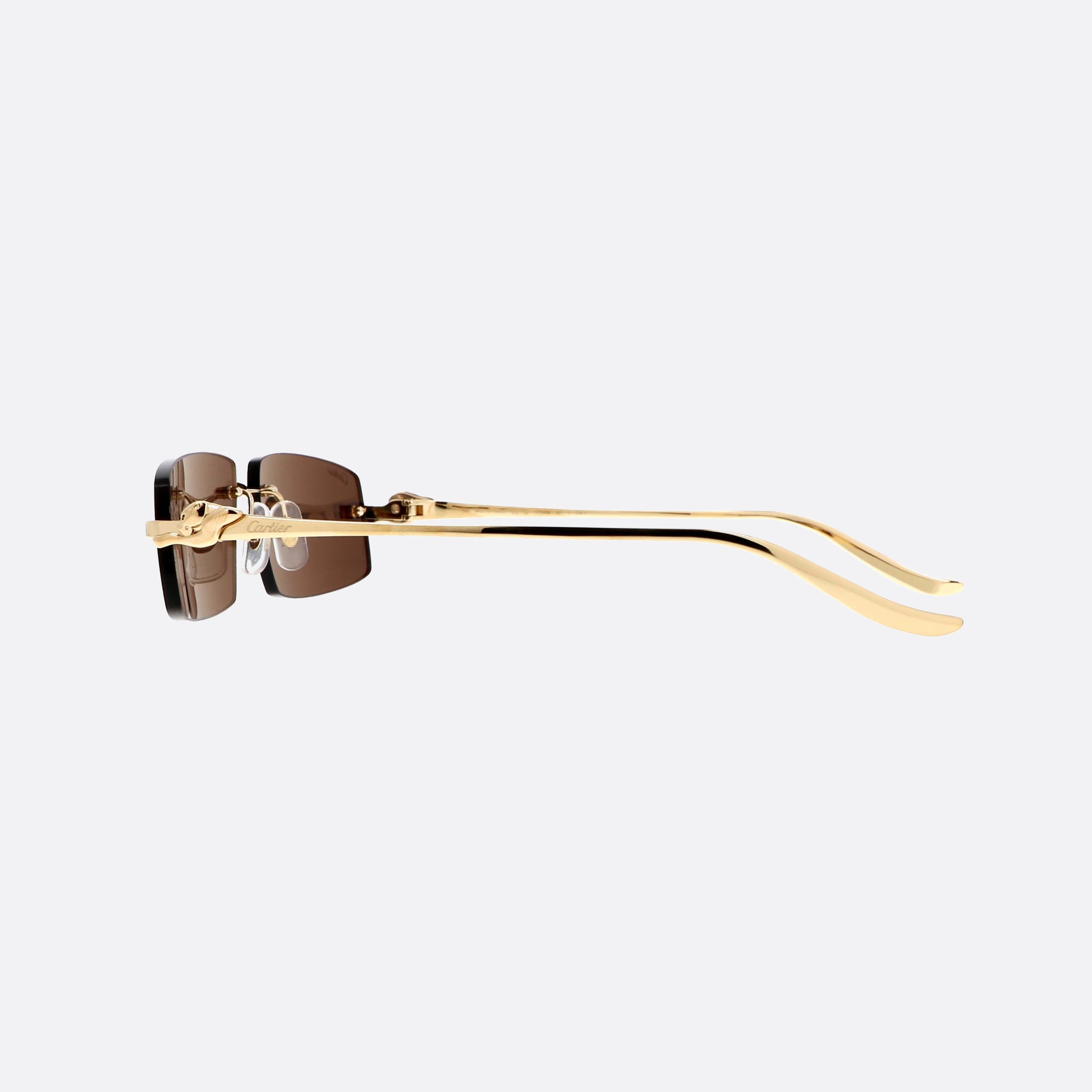 Cartier 58mm Core Range Gold Rectangle Unisex Sunglasses - Detail View