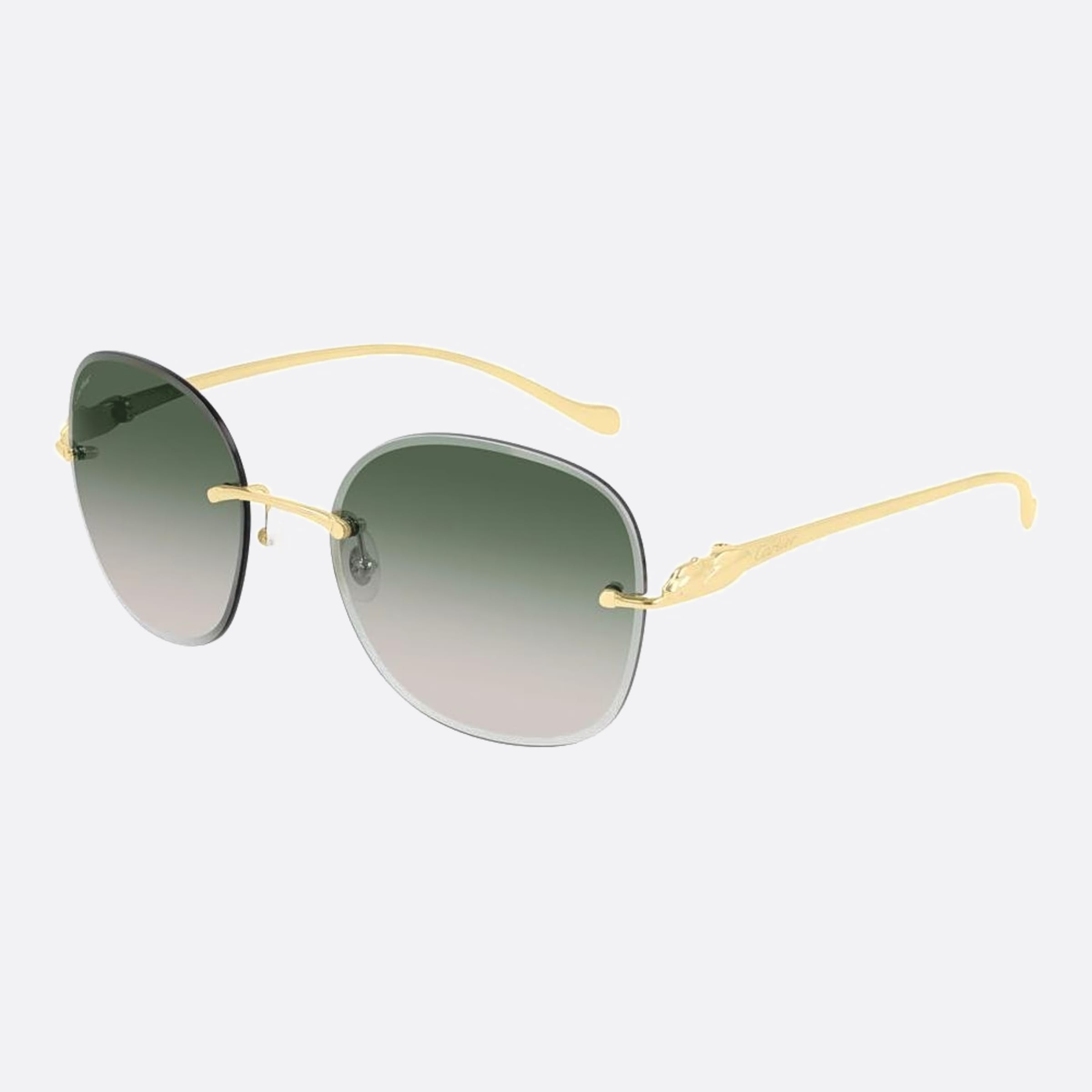 Cartier 55mm Ct0028rs Gold Geometric Women Sunglasses - Side View