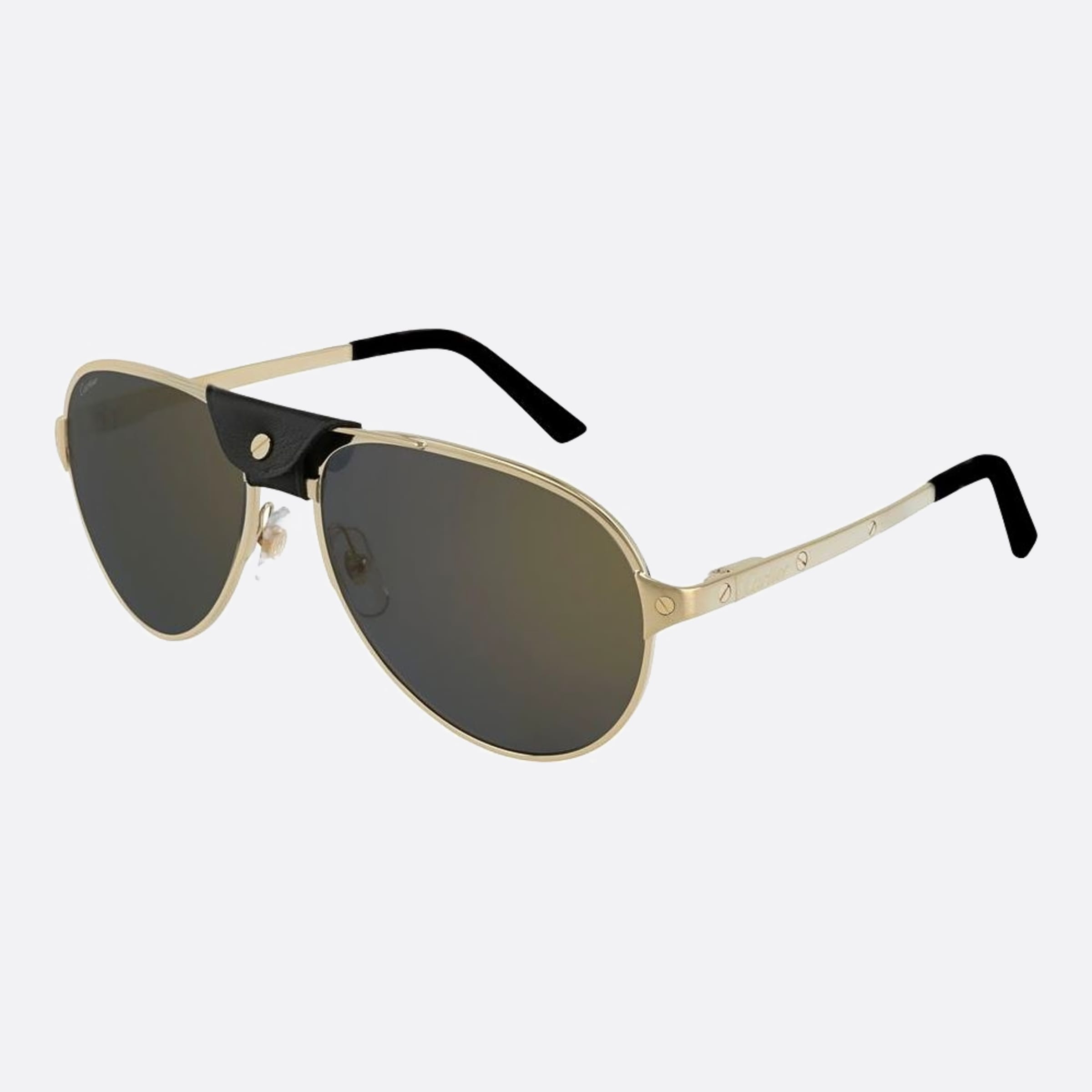 Cartier 61mm Gold Pilot Polarized Men Sunglasses - Side View