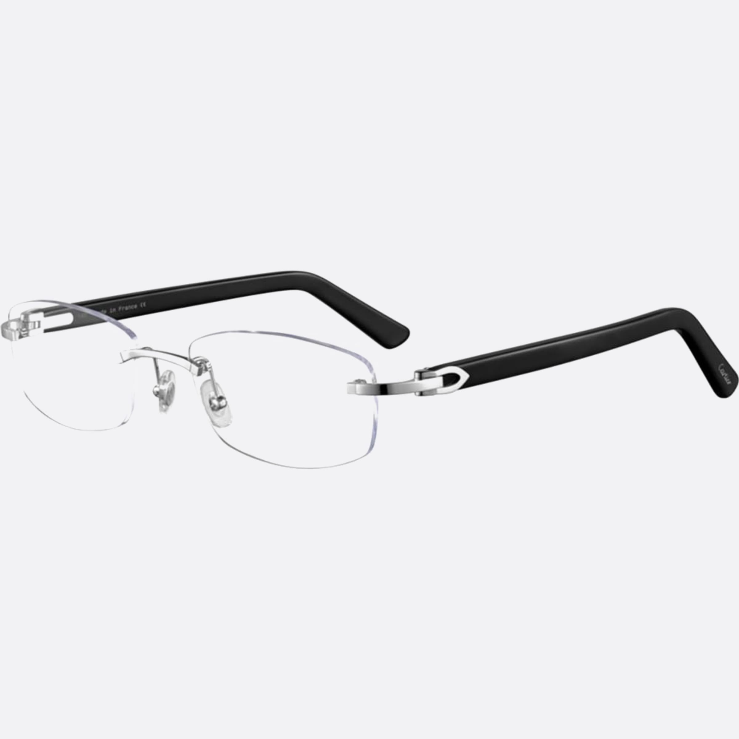 Cartier 53mm Silver Geometric Unisex Eyeglasses - Side View