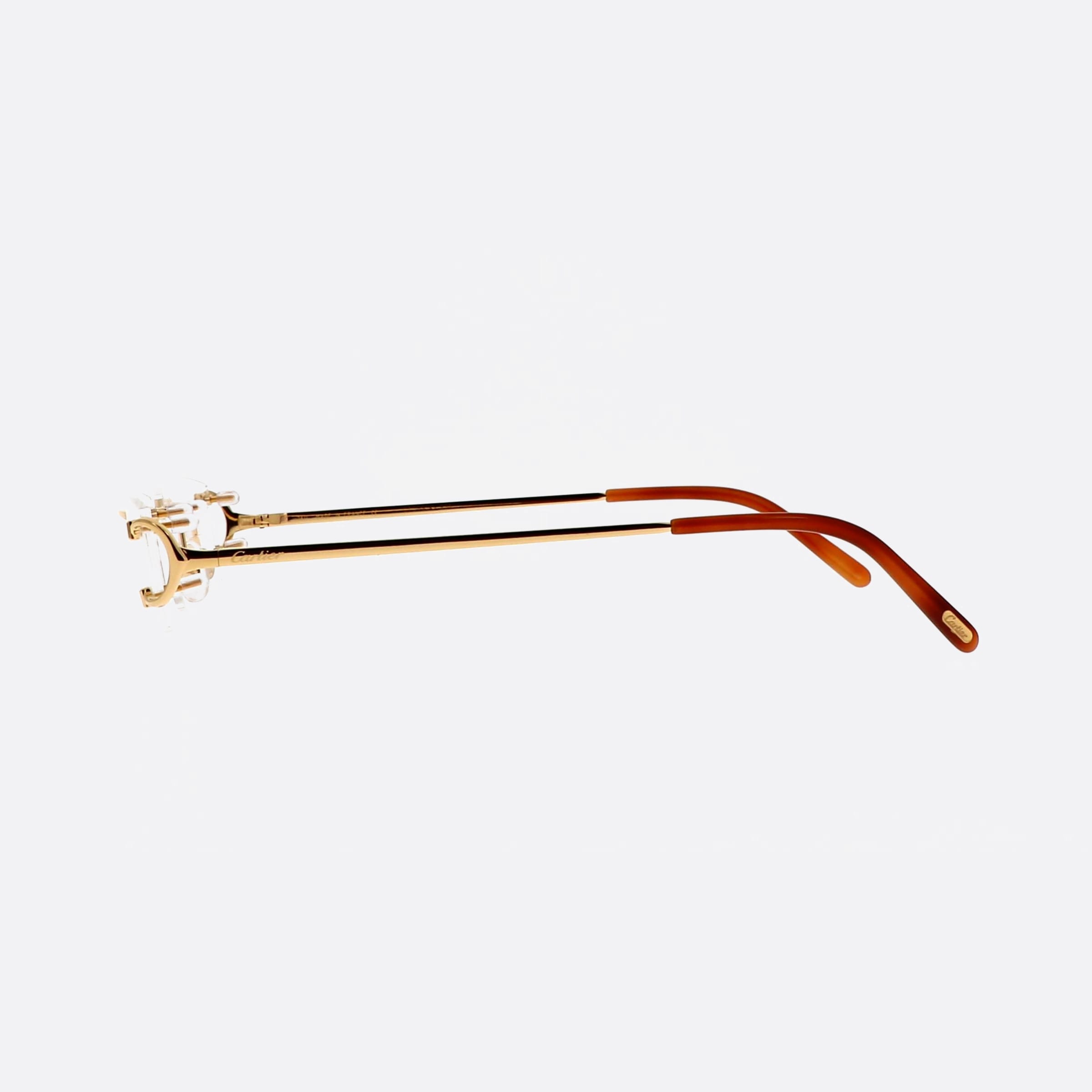 Cartier 53mm Gold Rectangle Men Eyeglasses - Detail View