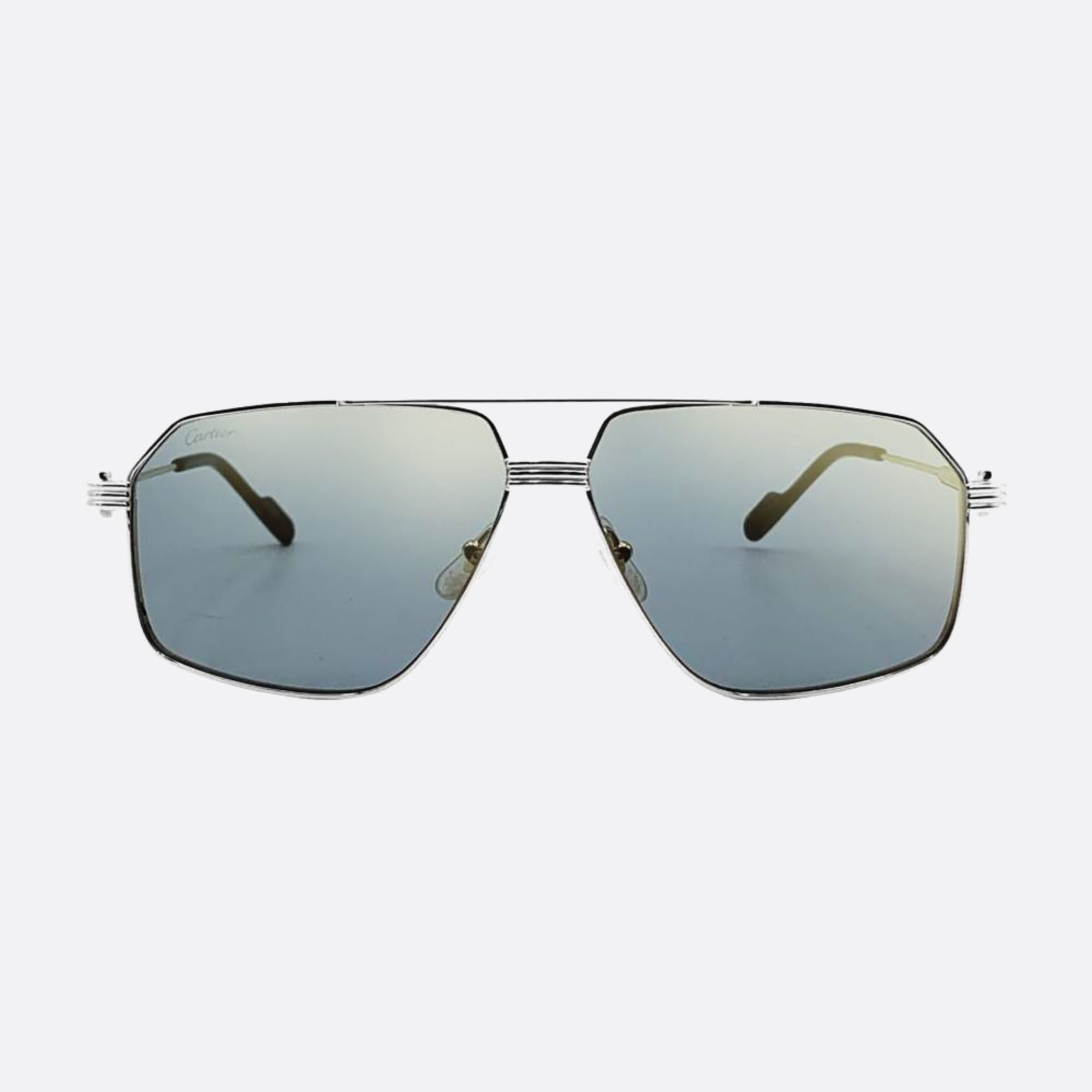Cartier 61mm Silver Pilot Men Sunglasses - Main View