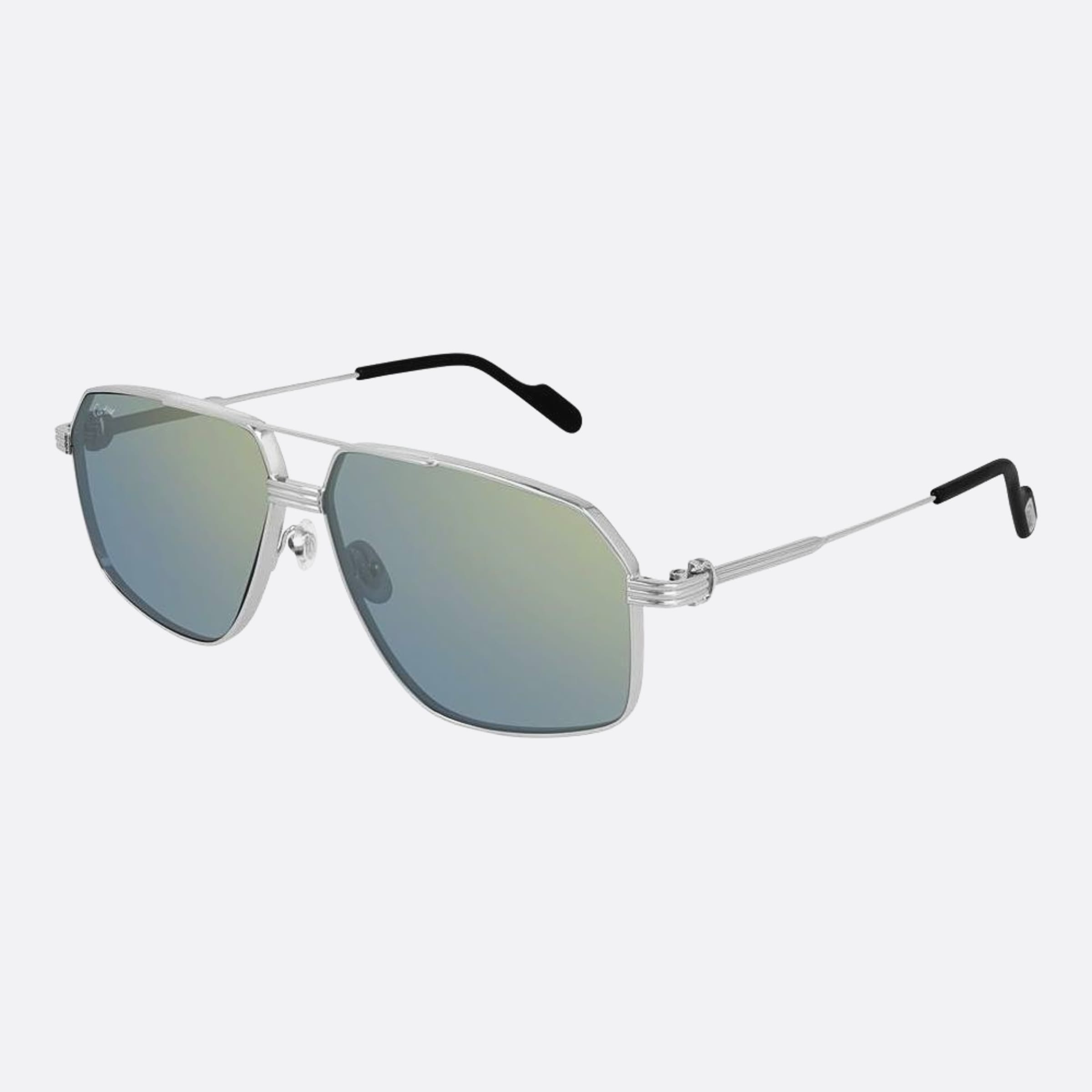 Cartier 61mm Silver Pilot Men Sunglasses - Side View