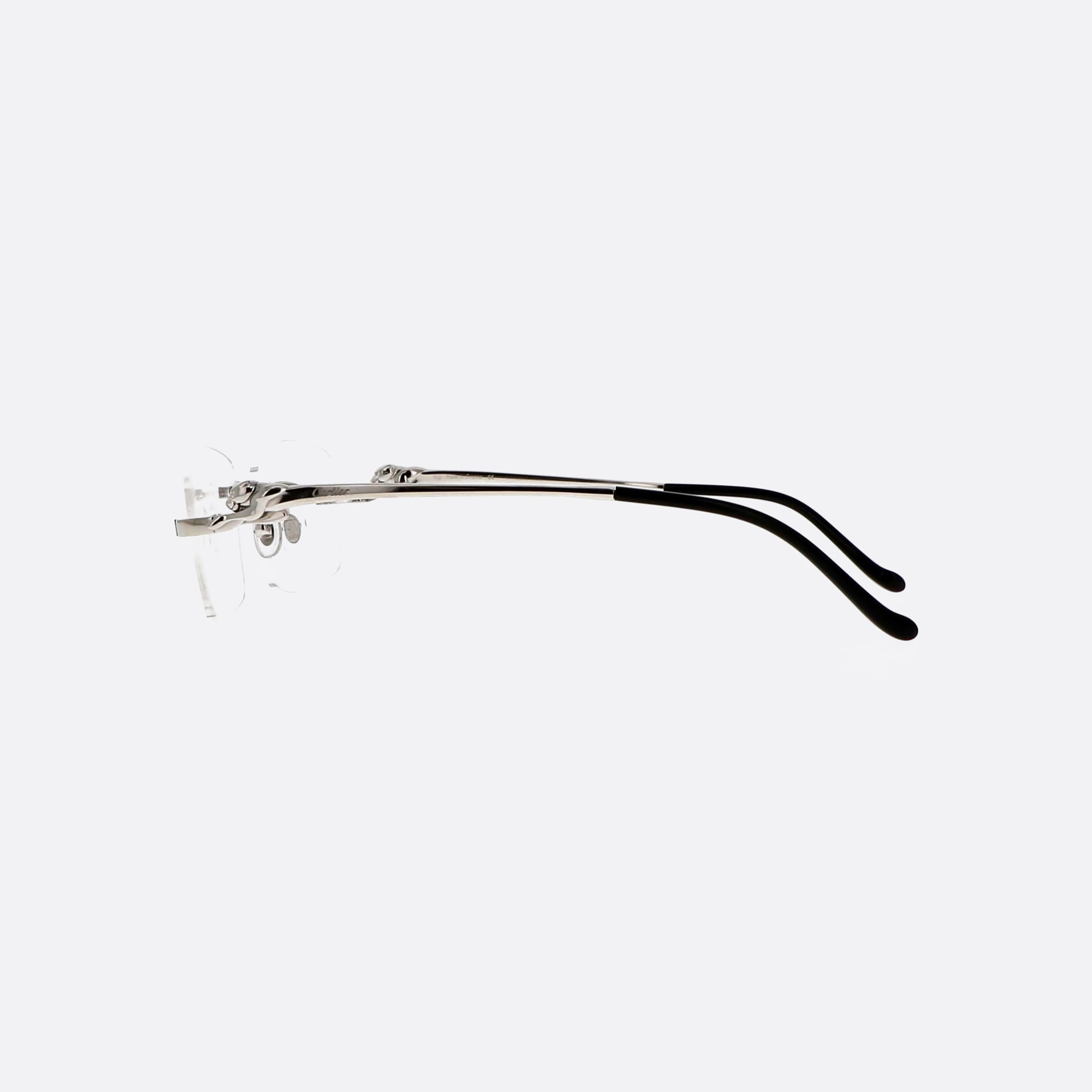 Cartier 54mm Silver Rectangle Men Eyeglasses - Detail View