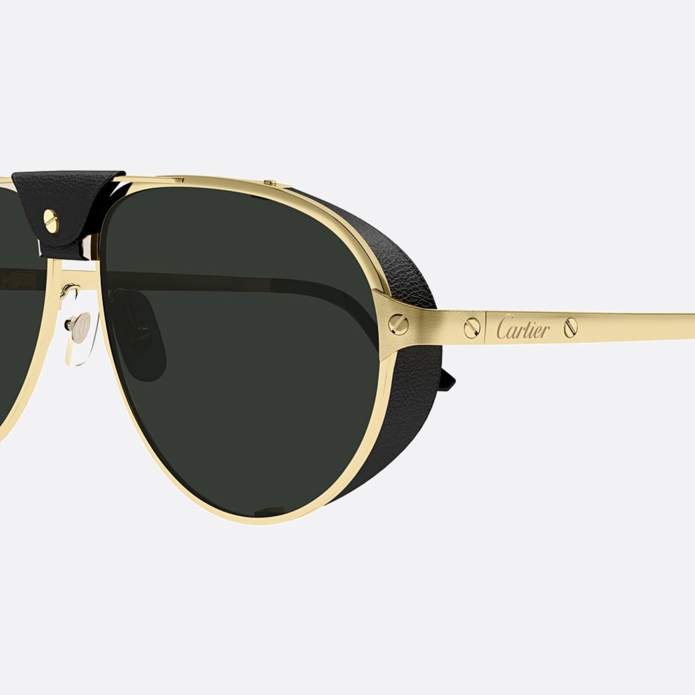 Cartier 61mm Black Pilot Polarized Men Sunglasses - Detail View