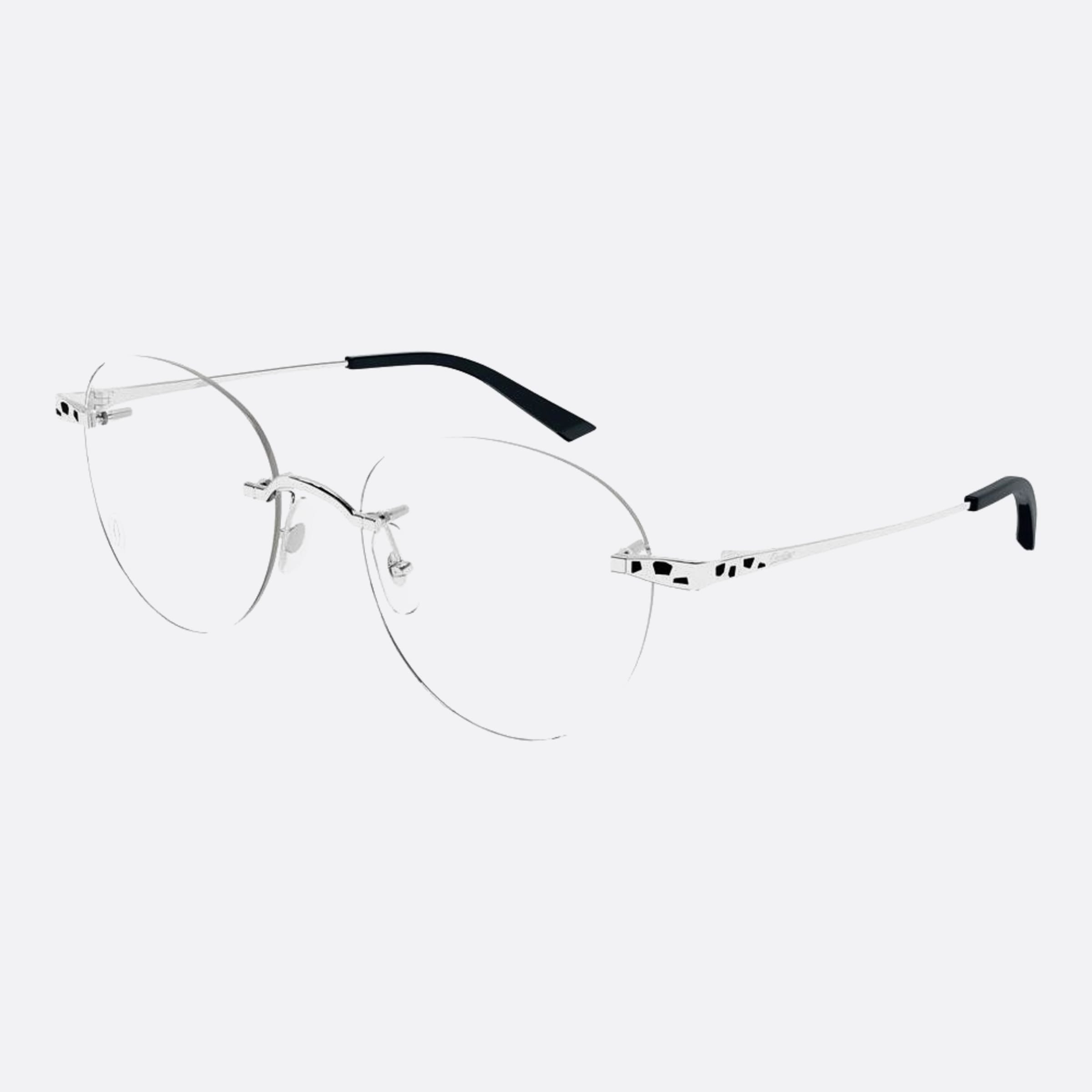 Cartier 52mm Silver Round Women Eyeglasses - Side View