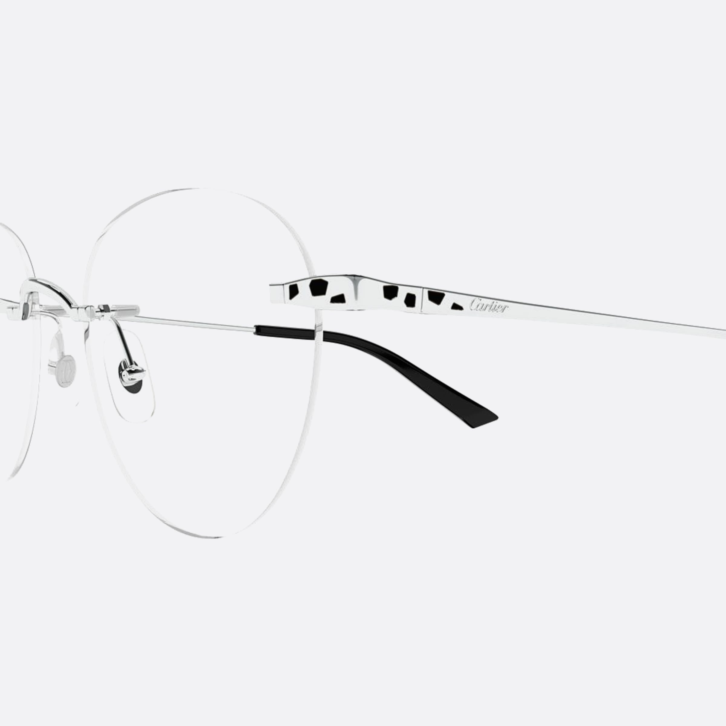 Cartier 52mm Silver Round Women Eyeglasses - Detail View