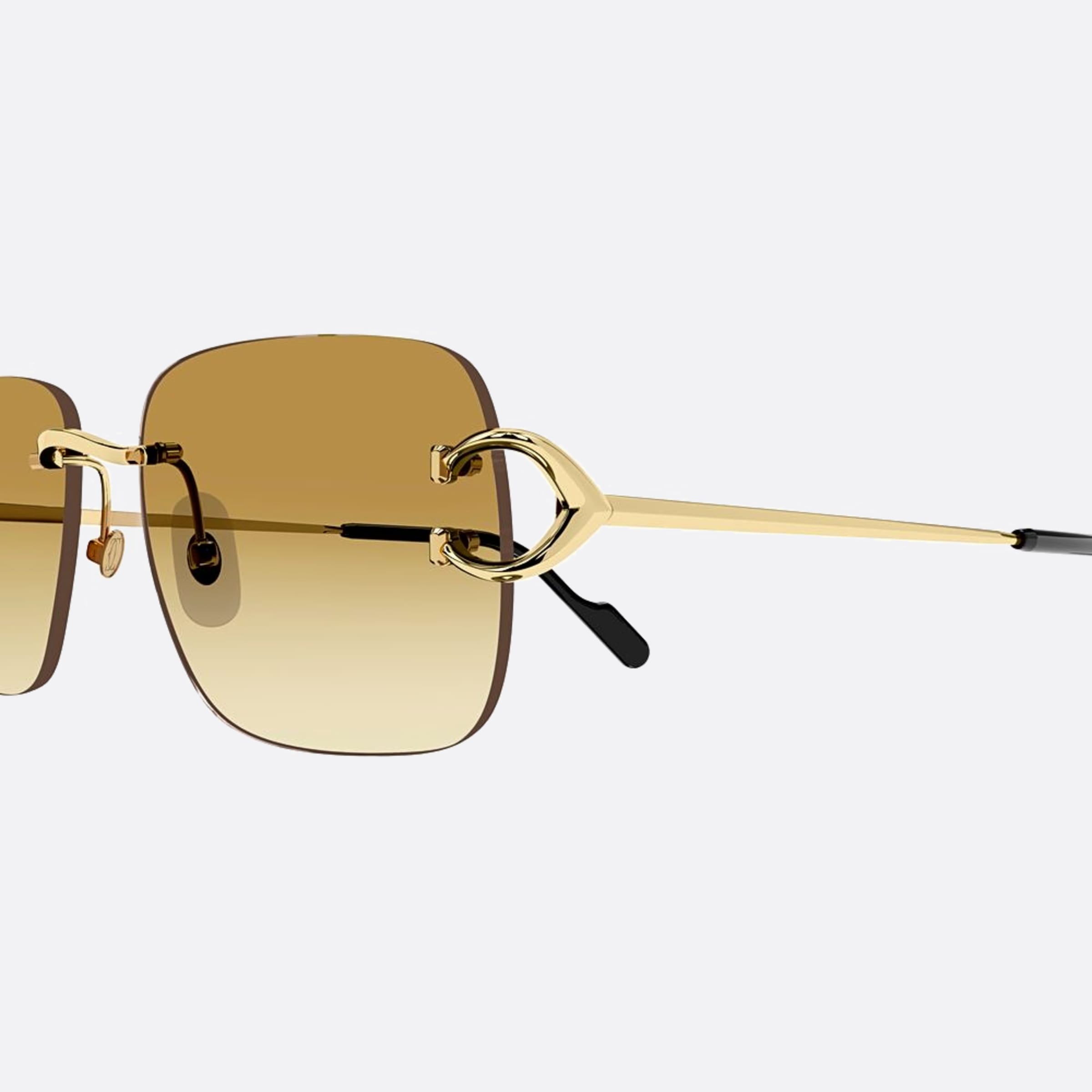 Cartier 57mm Gold Geometric Men Sunglasses - Detail View