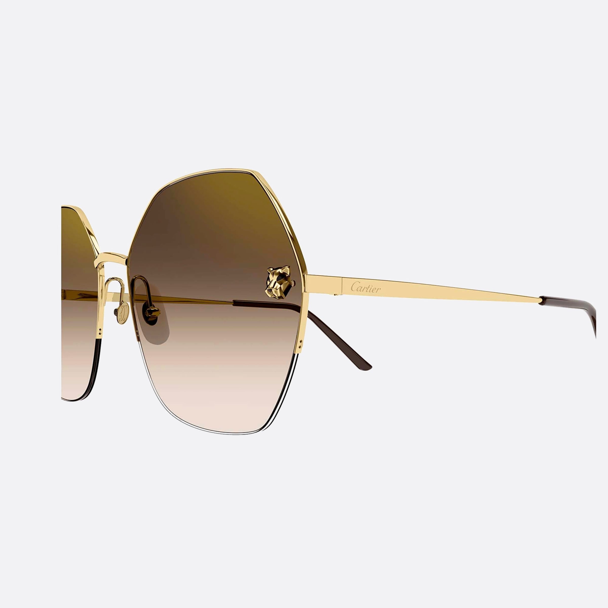 Cartier 62mm Gold Geometric Women Sunglasses - Detail View