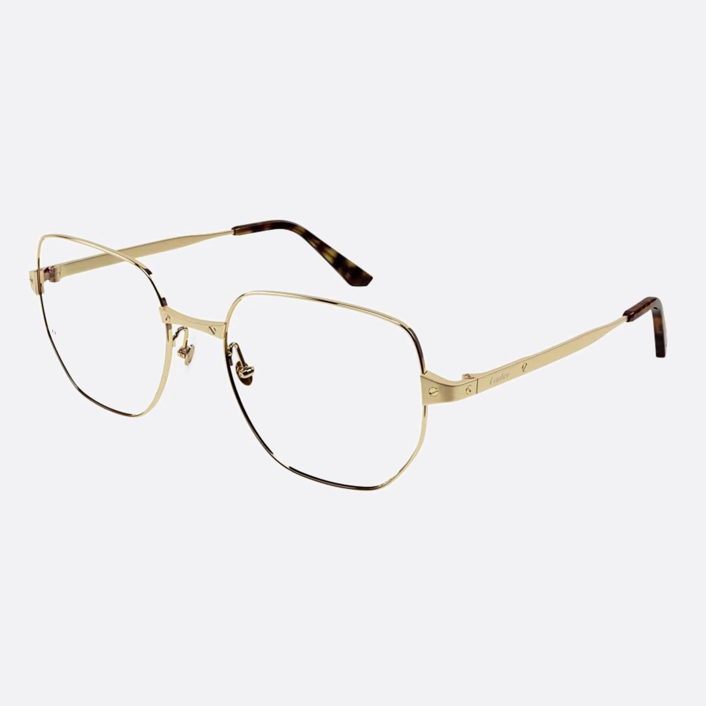 Cartier 55mm Gold Geometric Women Eyeglasses - Side View