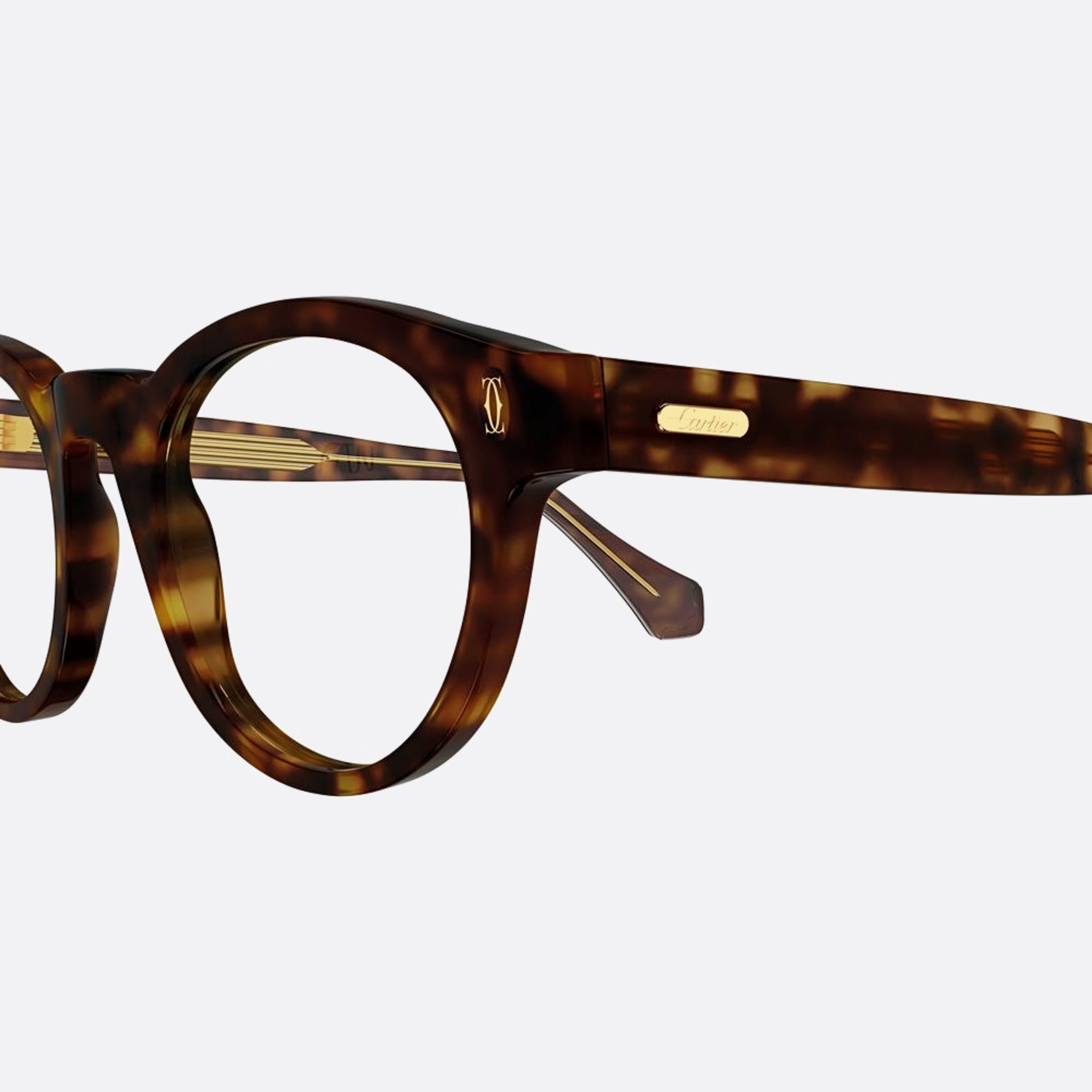 Cartier 50mm Havana Geometric Men Eyeglasses - Detail View