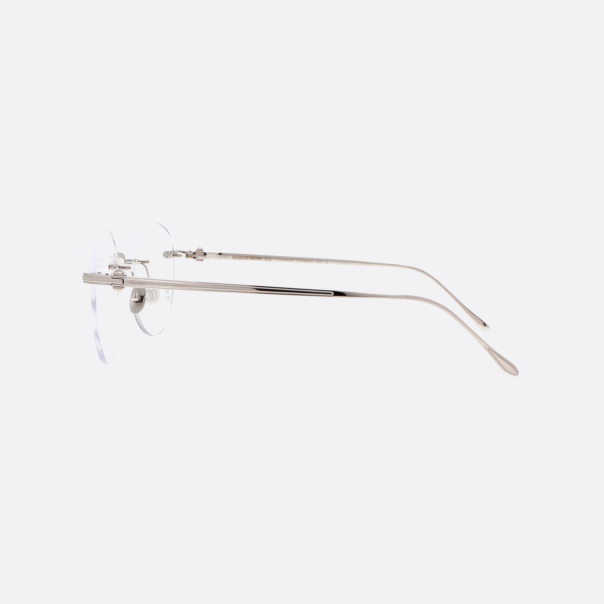Cartier 52mm Silver Oval Men Eyeglasses - Detail View