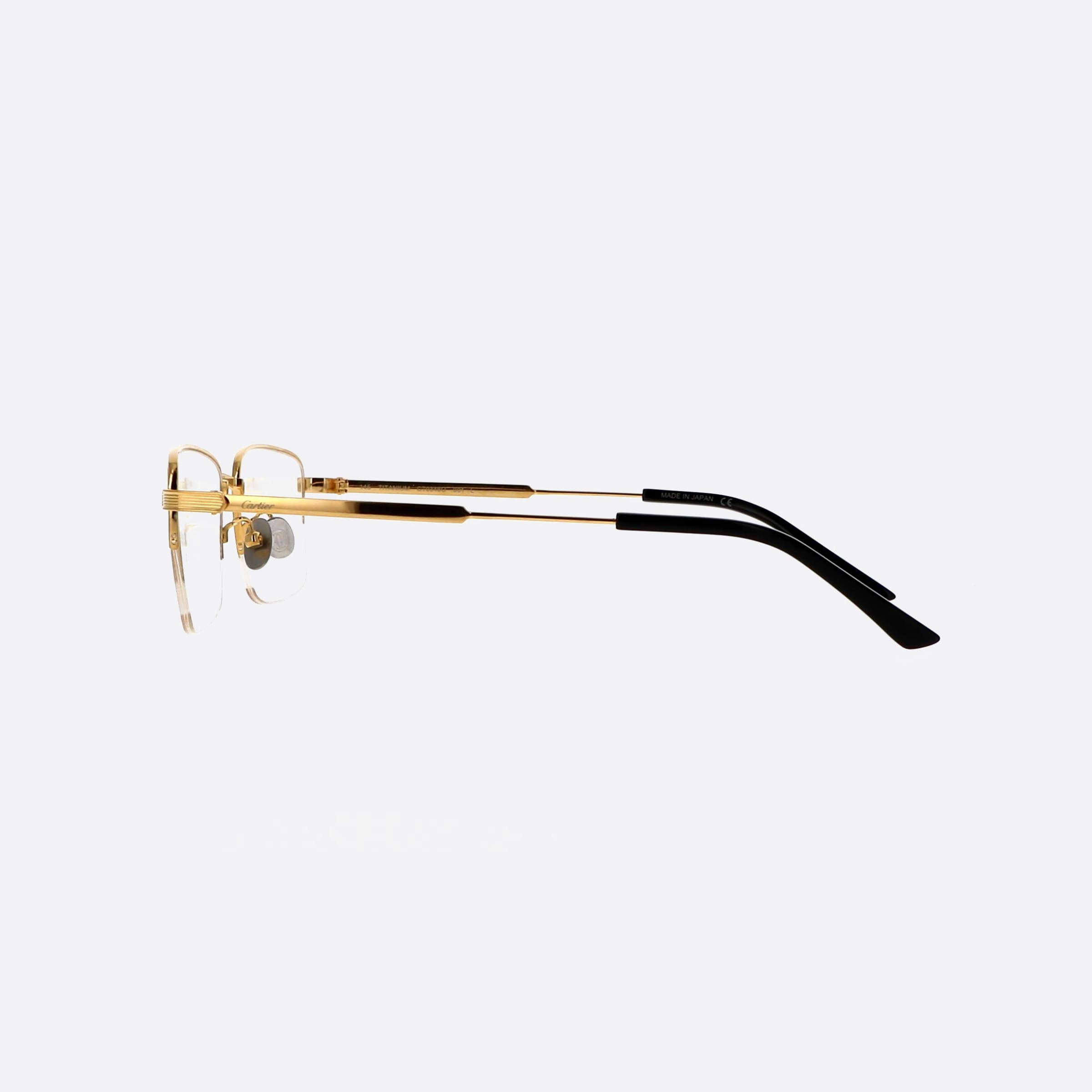 Cartier 55mm Gold Rectangle Men Eyeglasses - Detail View