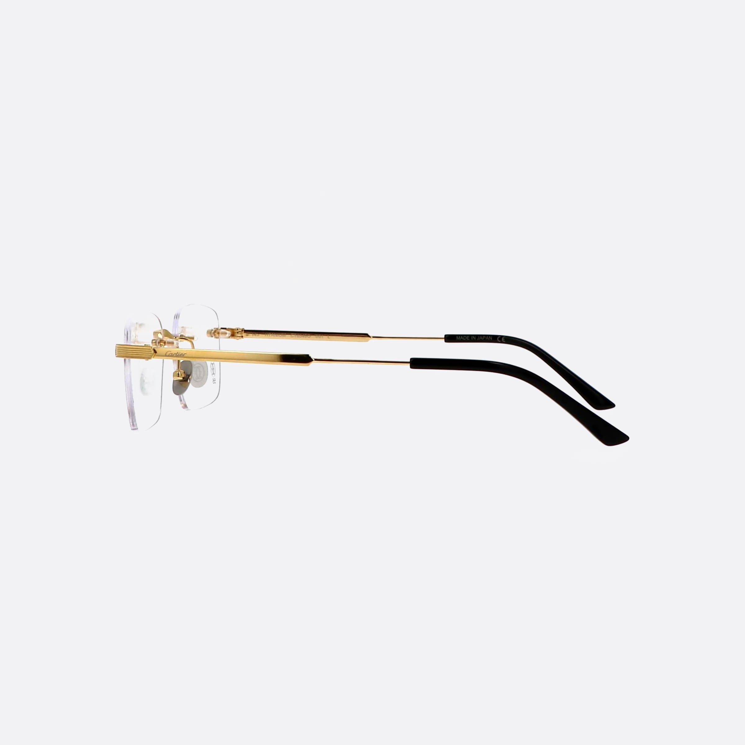 Cartier 55mm Gold Rectangle Men Eyeglasses - Detail View