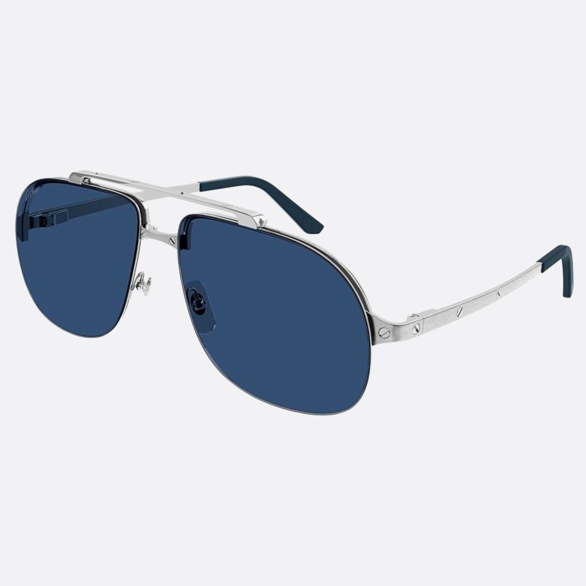 Cartier 62mm Silver Pilot Men Sunglasses - Side View