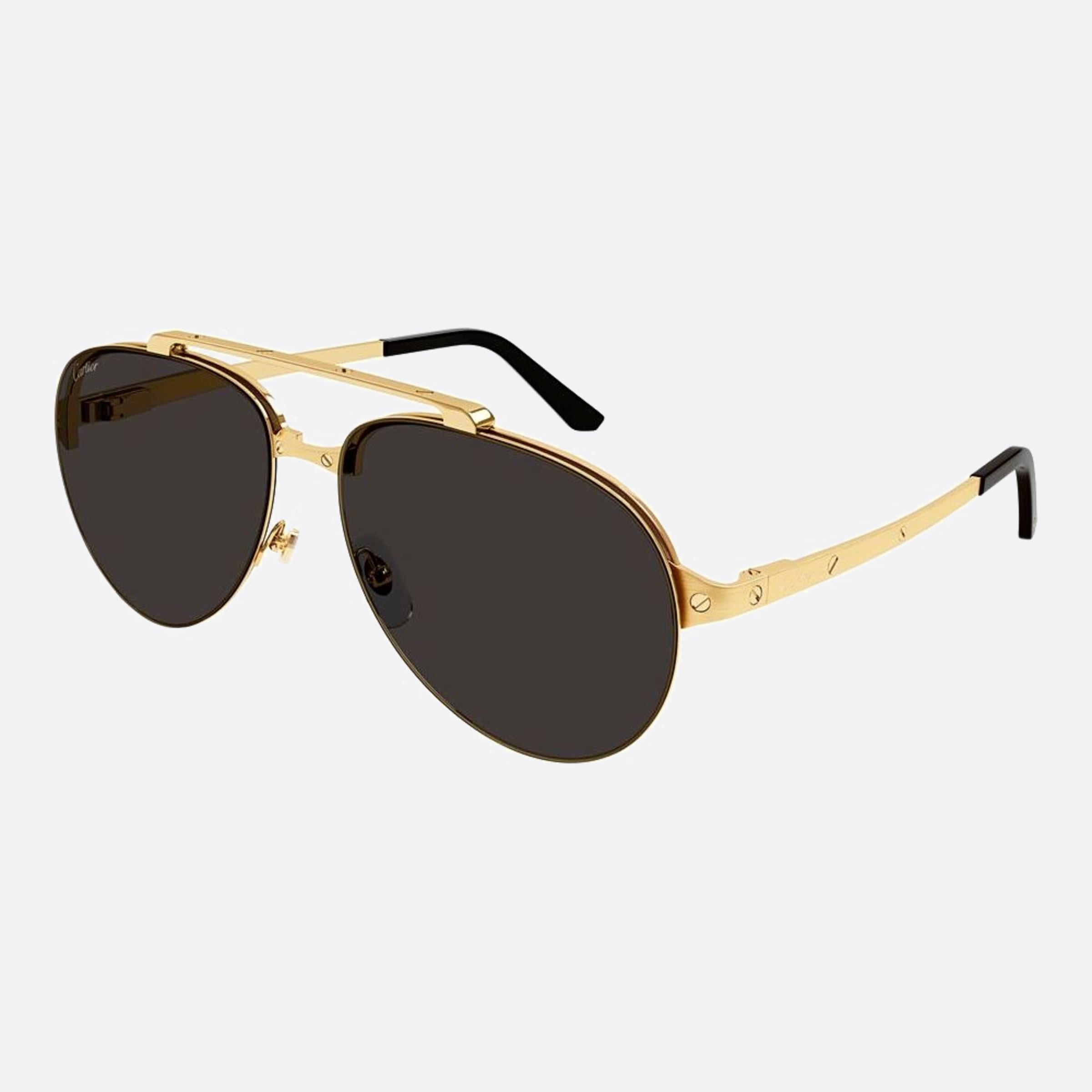 Cartier 61mm Gold Pilot Men Sunglasses - Side View