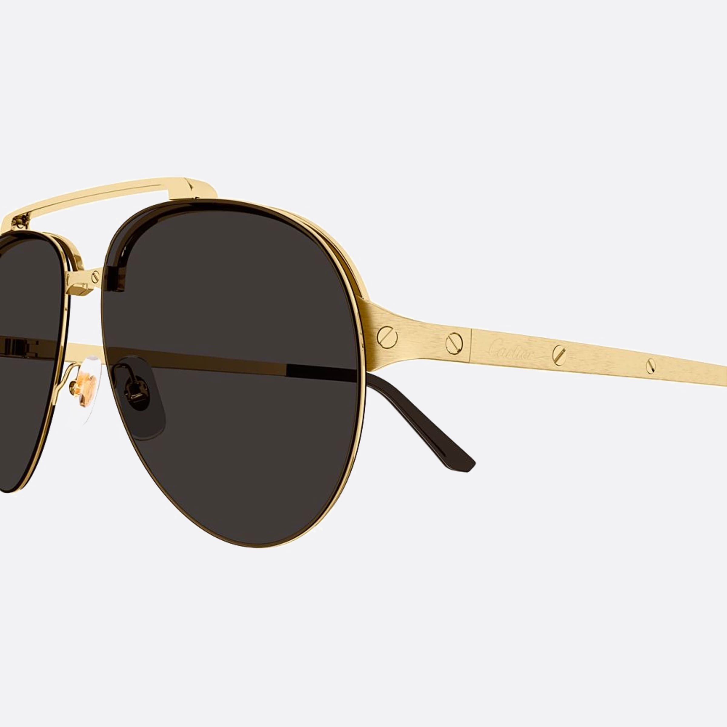 Cartier 61mm Gold Pilot Men Sunglasses - Detail View