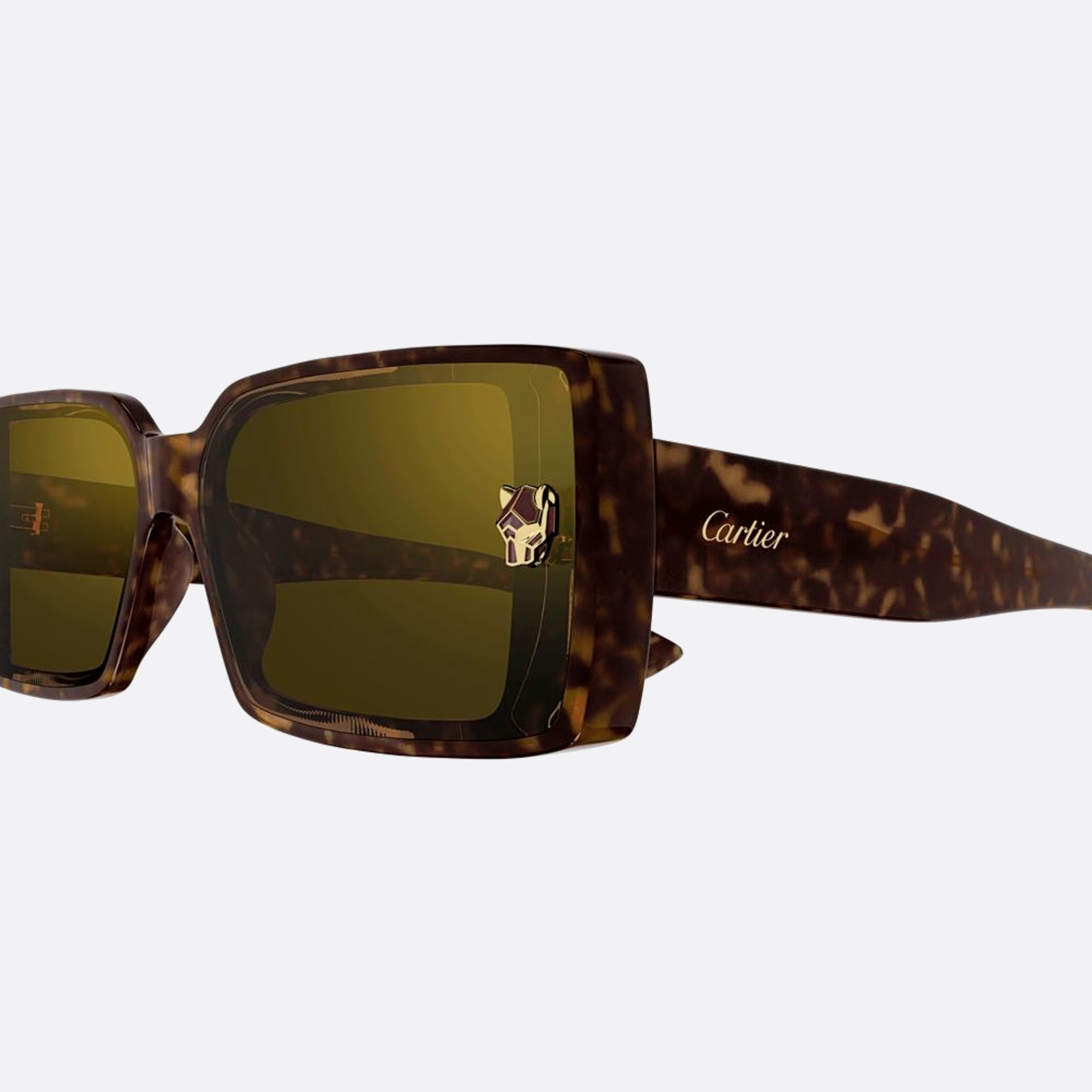 Cartier 64mm Havana Geometric Women Sunglasses - Detail View