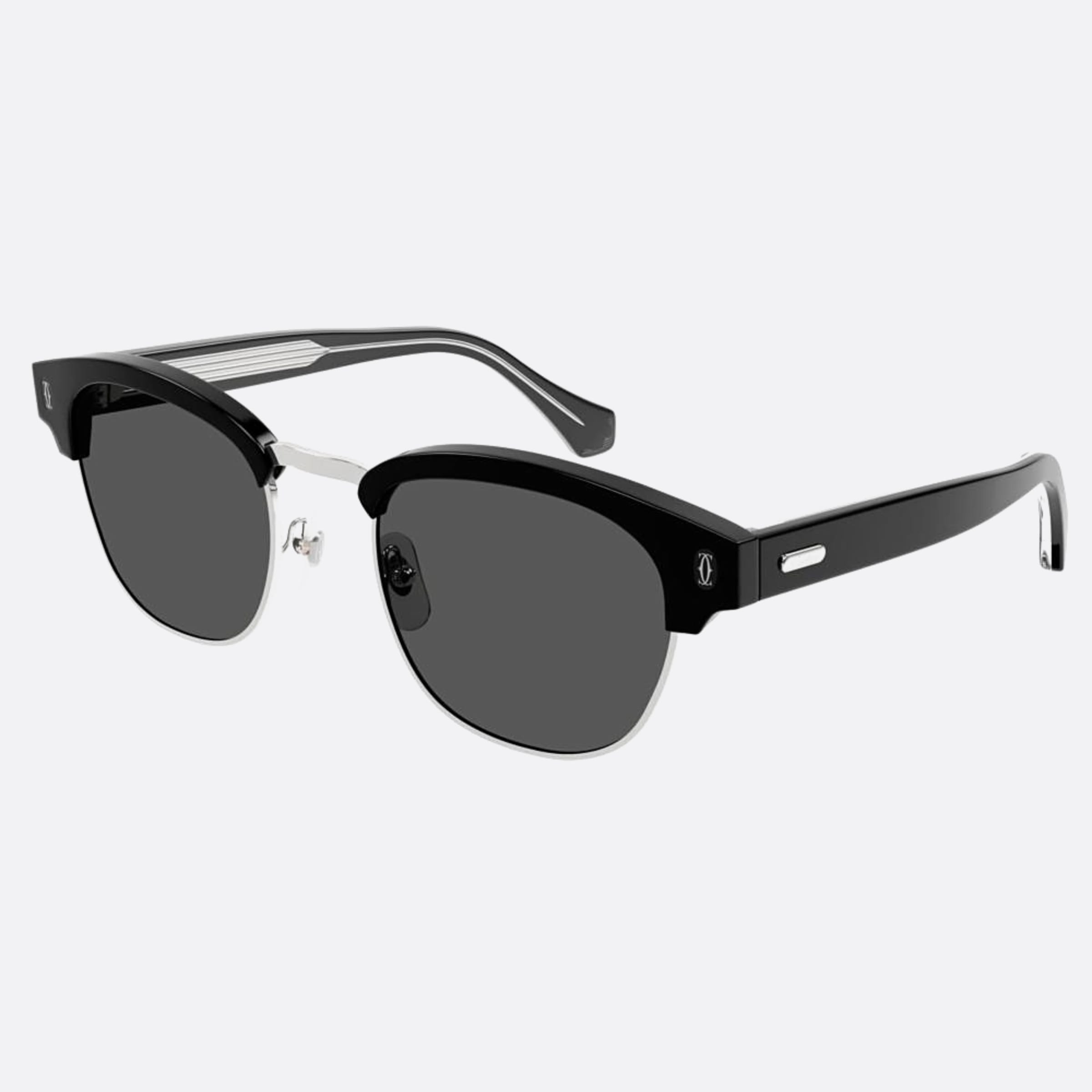 Cartier 52mm Black Squared Men Sunglasses - Side View