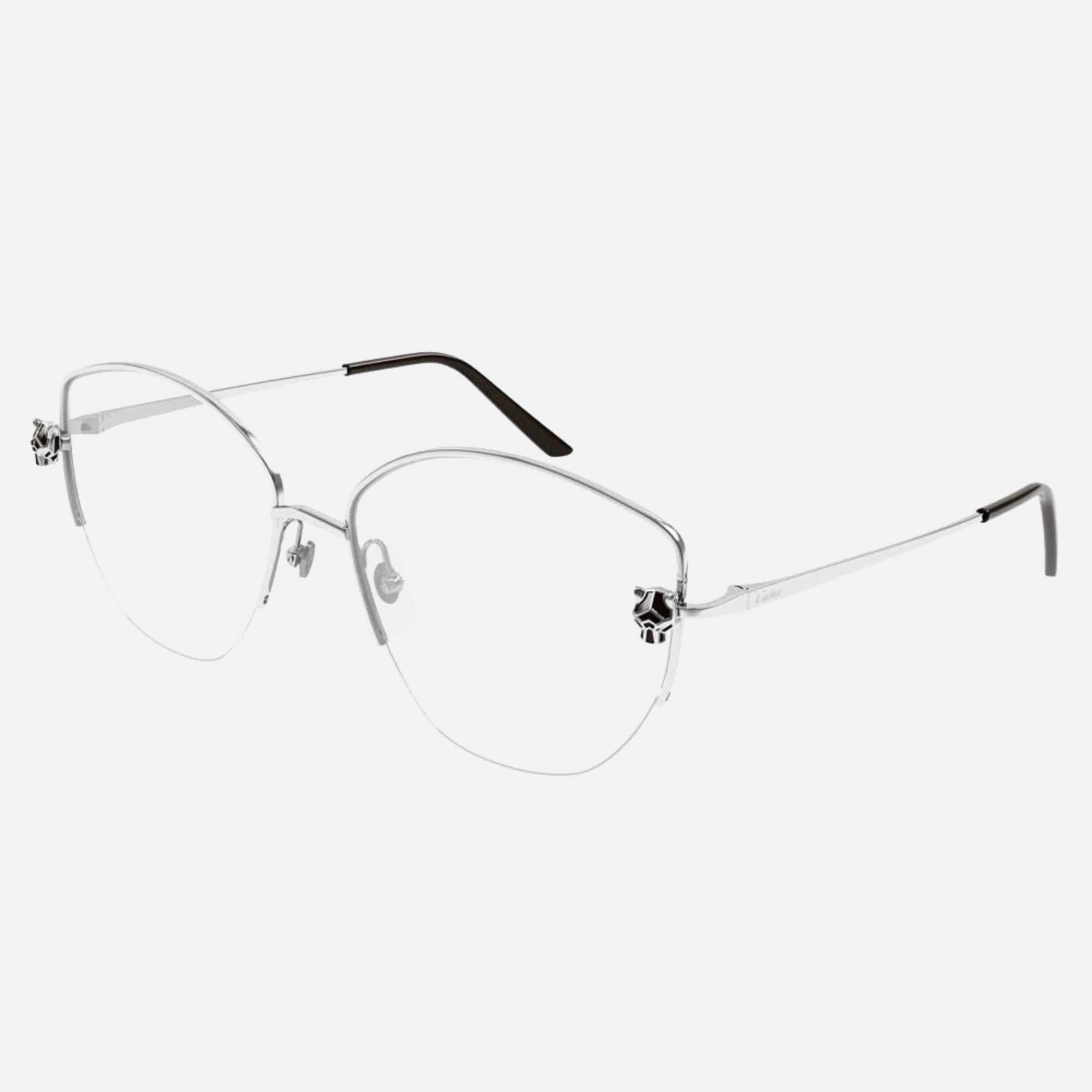 Cartier 57mm Silver Cat Eye Women Eyeglasses - Side View