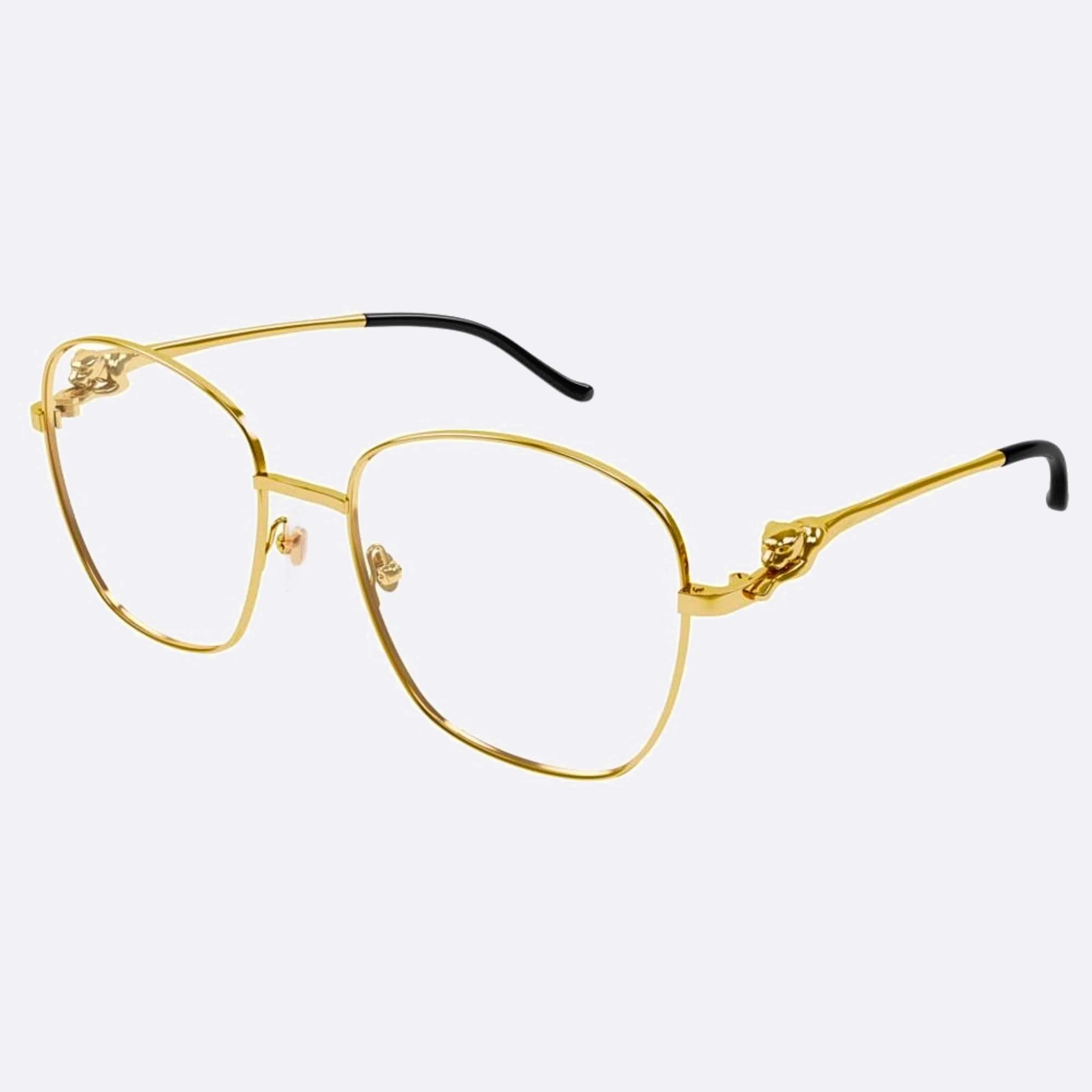 Cartier 56mm Gold Geometric Women Eyeglasses - Side View