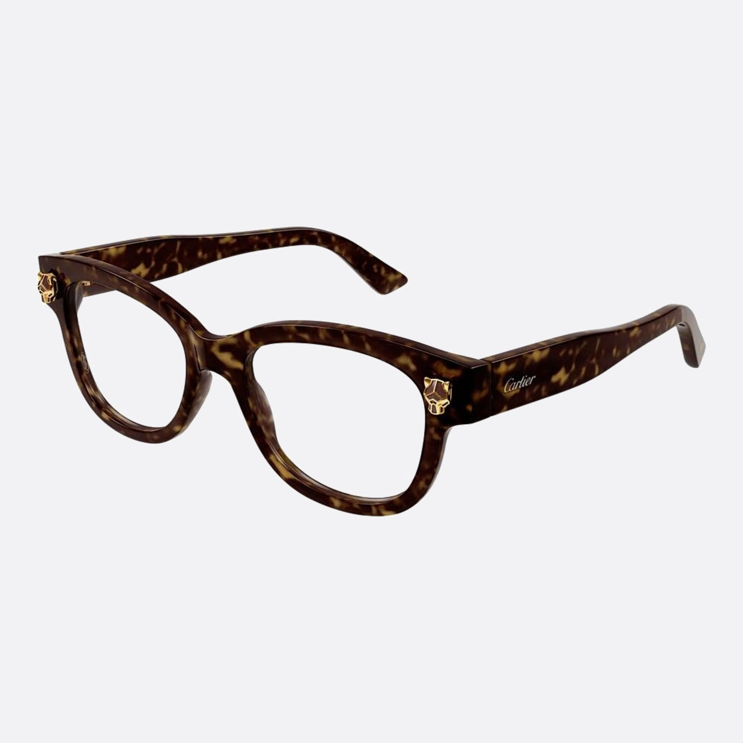 Cartier 51mm Havana Squared Women Eyeglasses - Side View