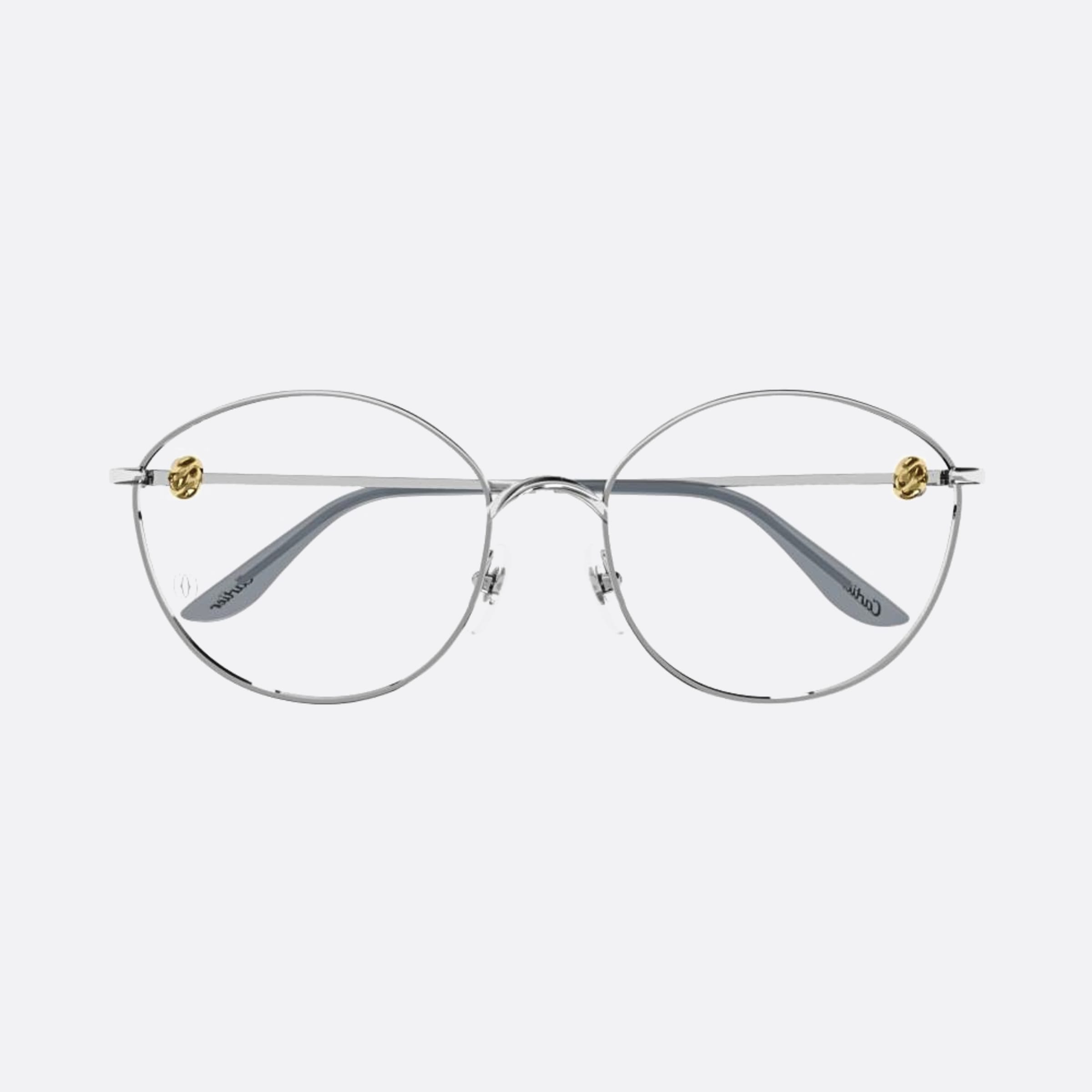 Cartier 57mm Silver Round Women Eyeglasses - Main View