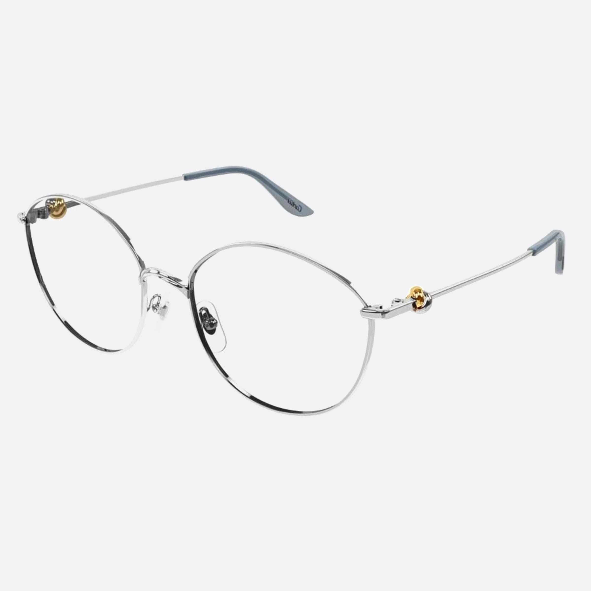 Cartier 57mm Silver Round Women Eyeglasses - Side View