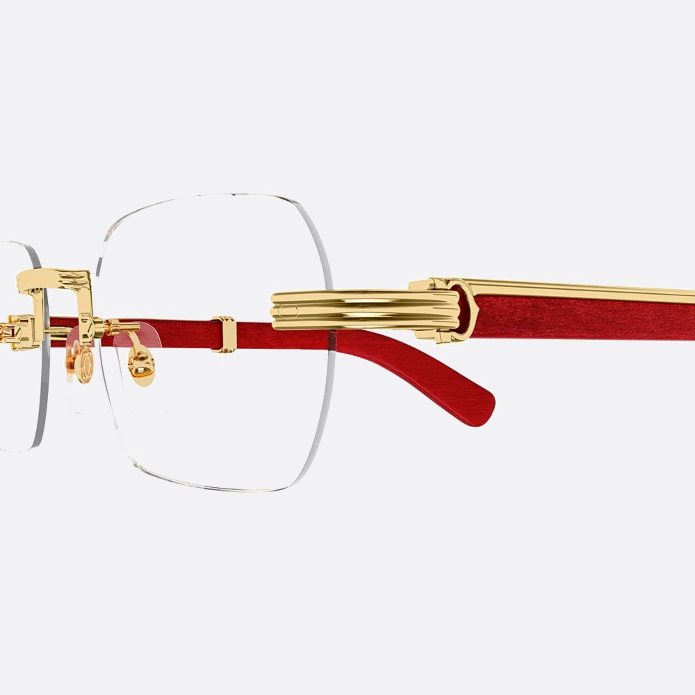 Cartier 53mm Gold Geometric Men Eyeglasses - Detail View