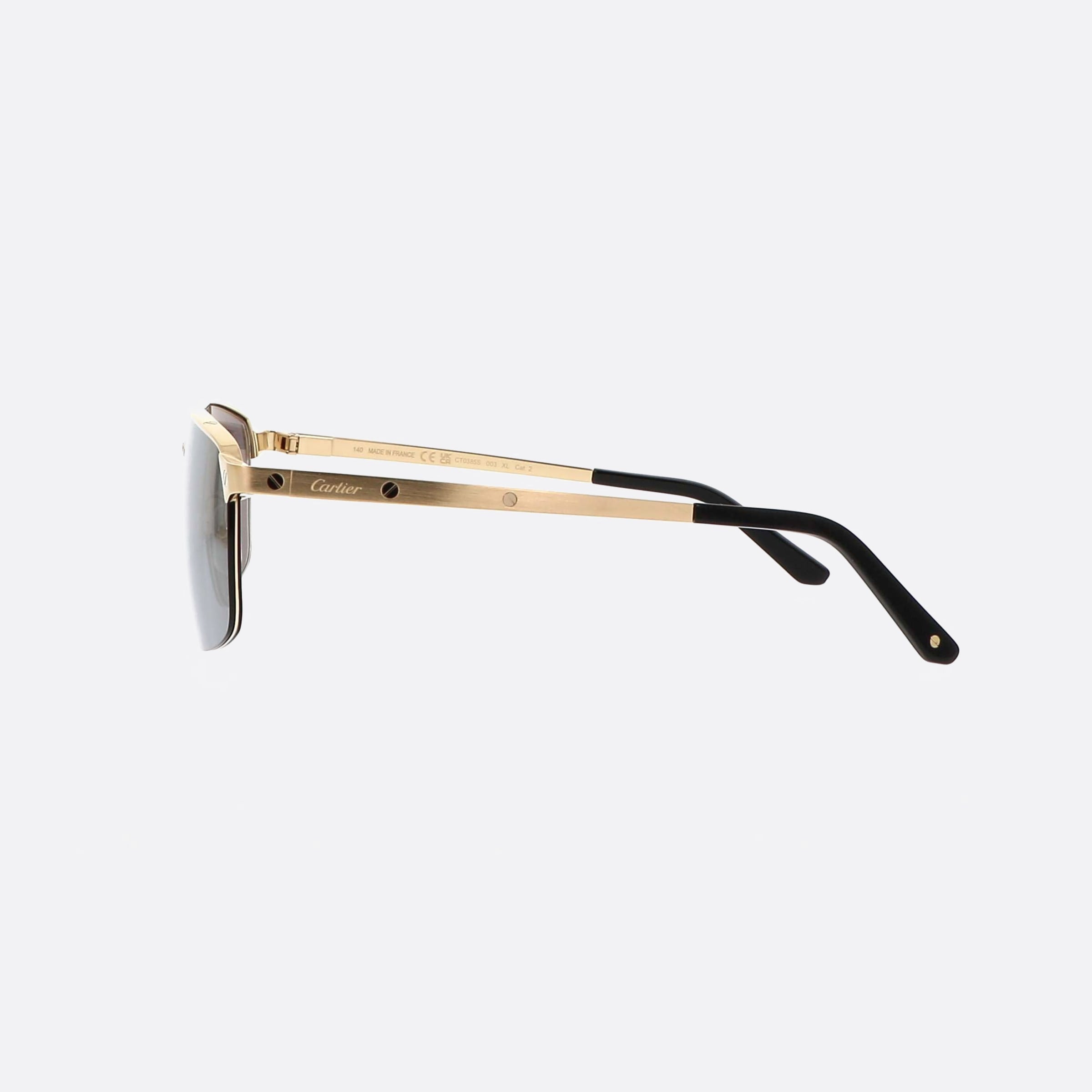 Cartier 60mm Gold Pilot Men Sunglasses - Detail View