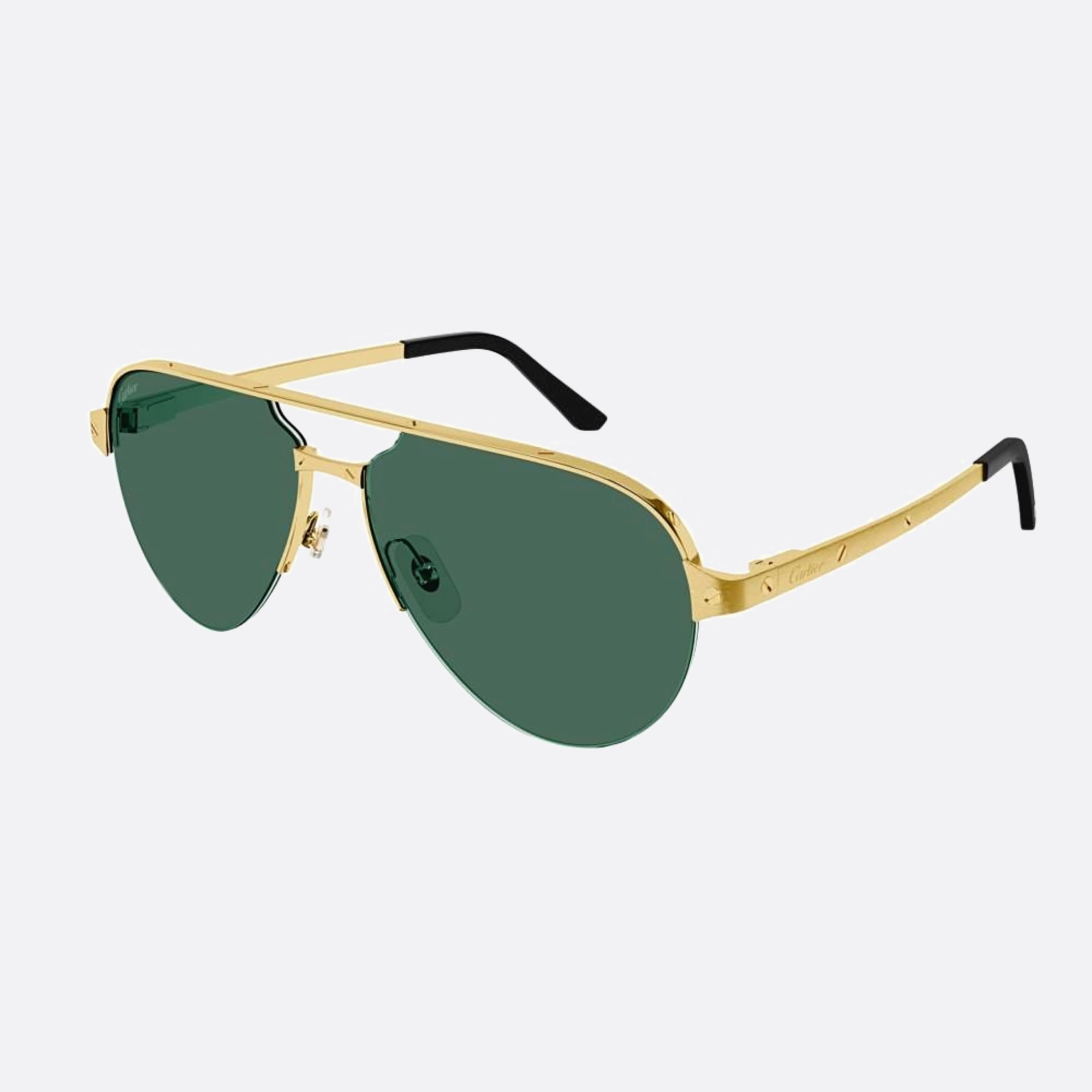 Cartier 60mm Gold Pilot Men Sunglasses - Side View