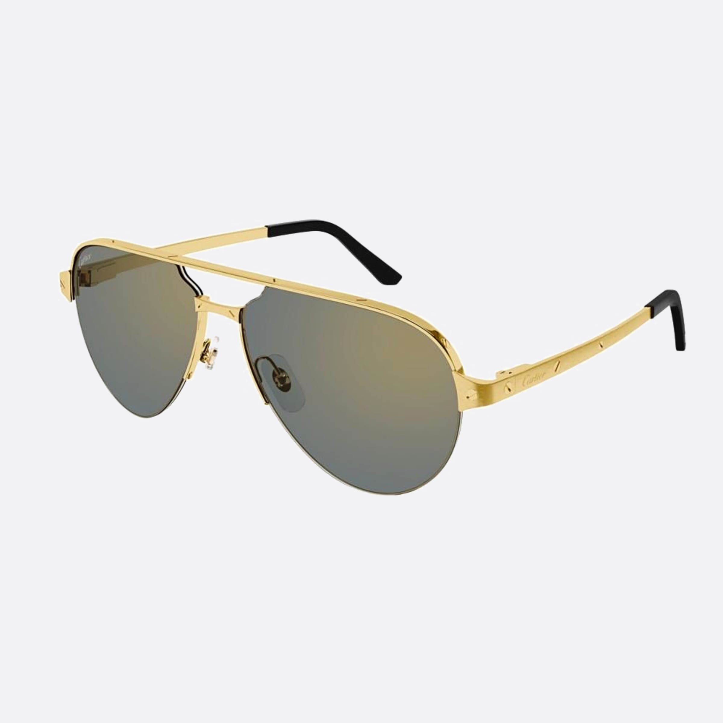 Cartier 60mm Gold Pilot Men Sunglasses - Side View