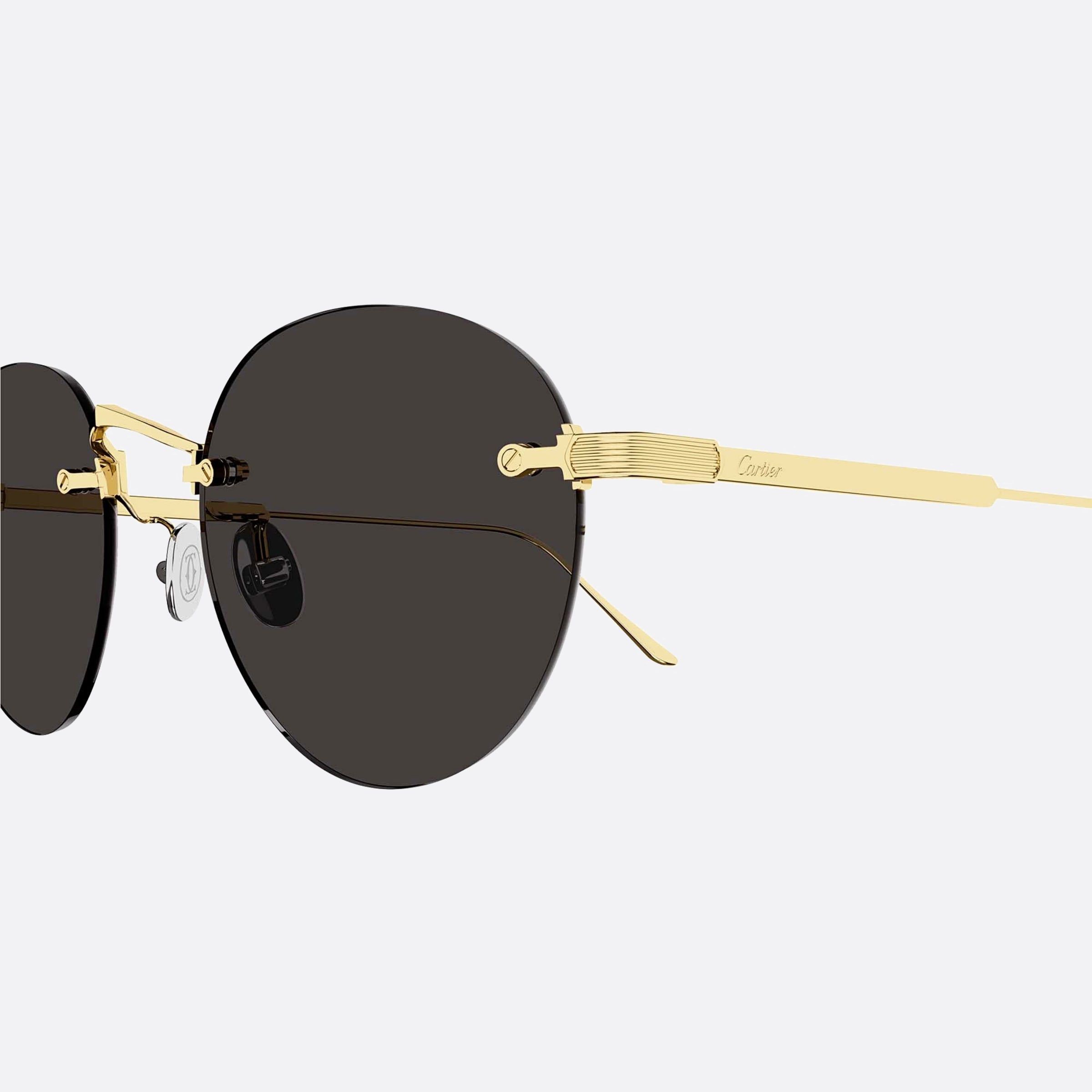 Cartier 52mm Gold Round Men Sunglasses - Detail View