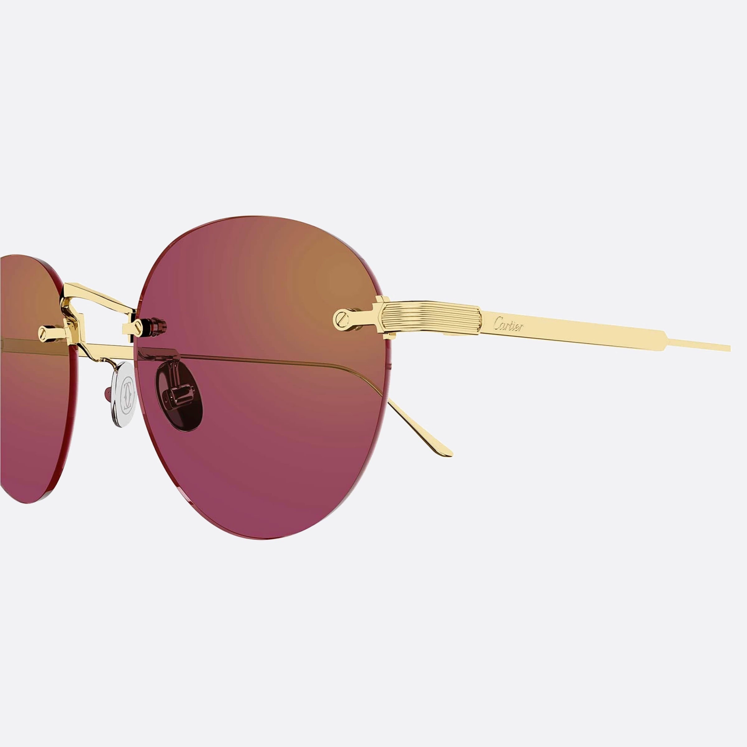 Cartier 52mm Gold Round Men Sunglasses - Detail View