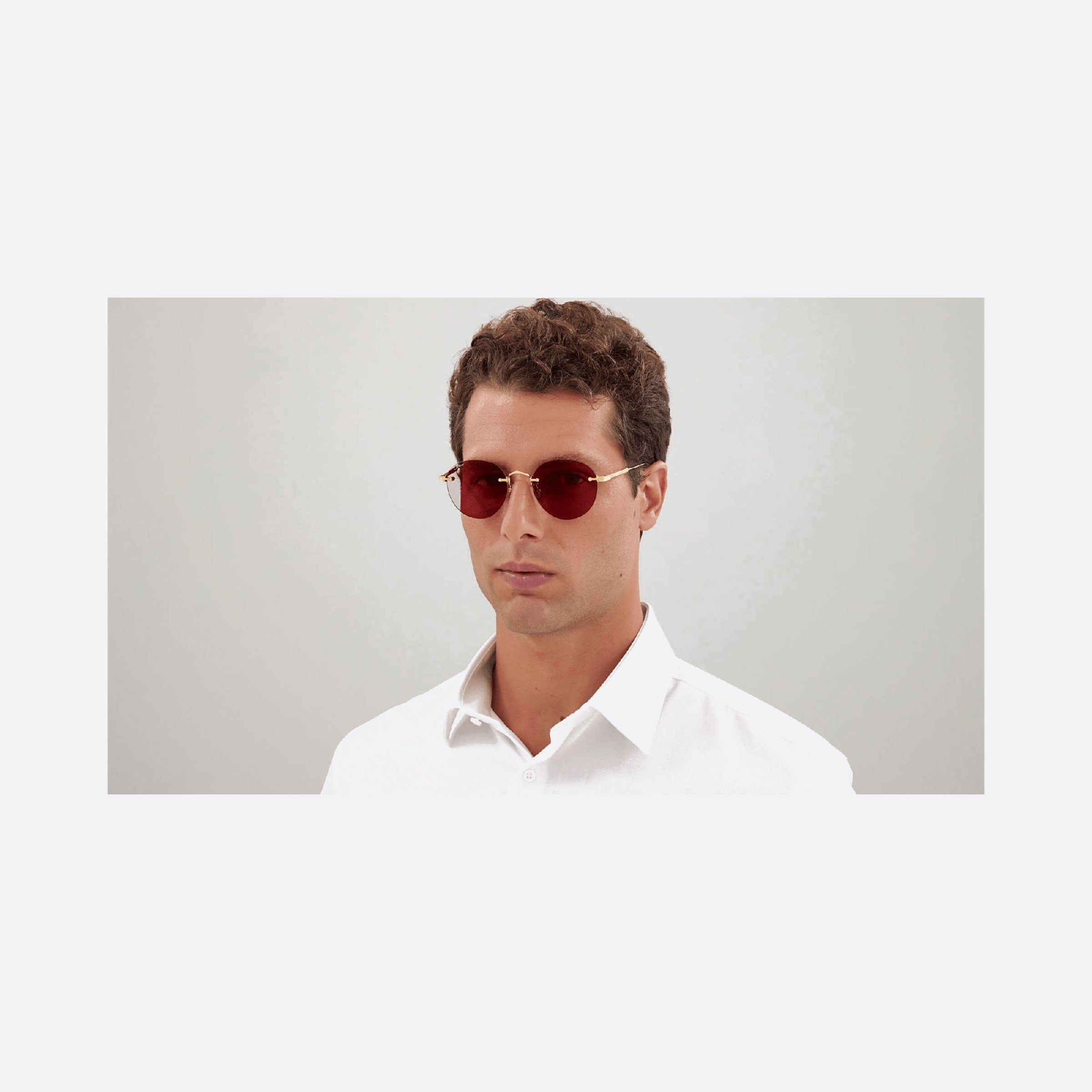 Cartier 52mm Gold Round Men Sunglasses - Lifestyle Shot