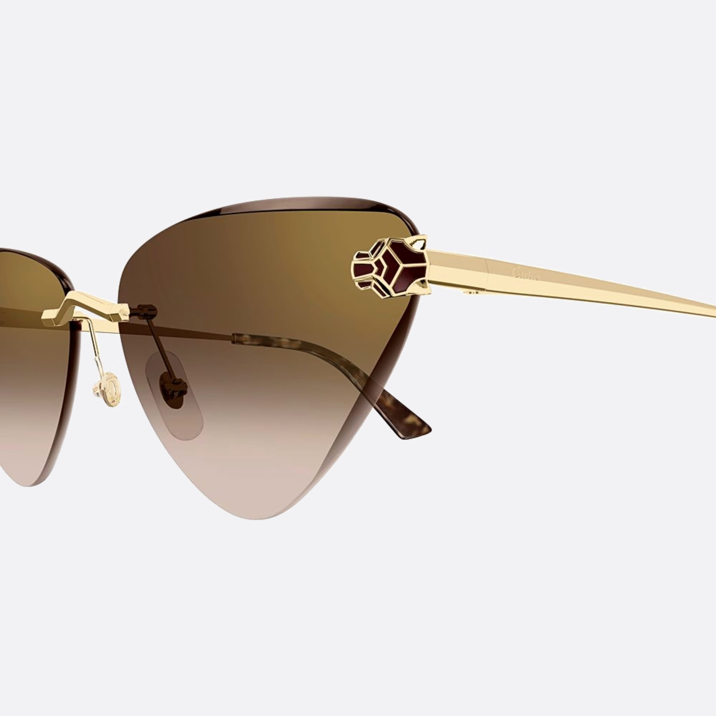 Cartier 62mm Gold Cat Eye Women Sunglasses - Detail View