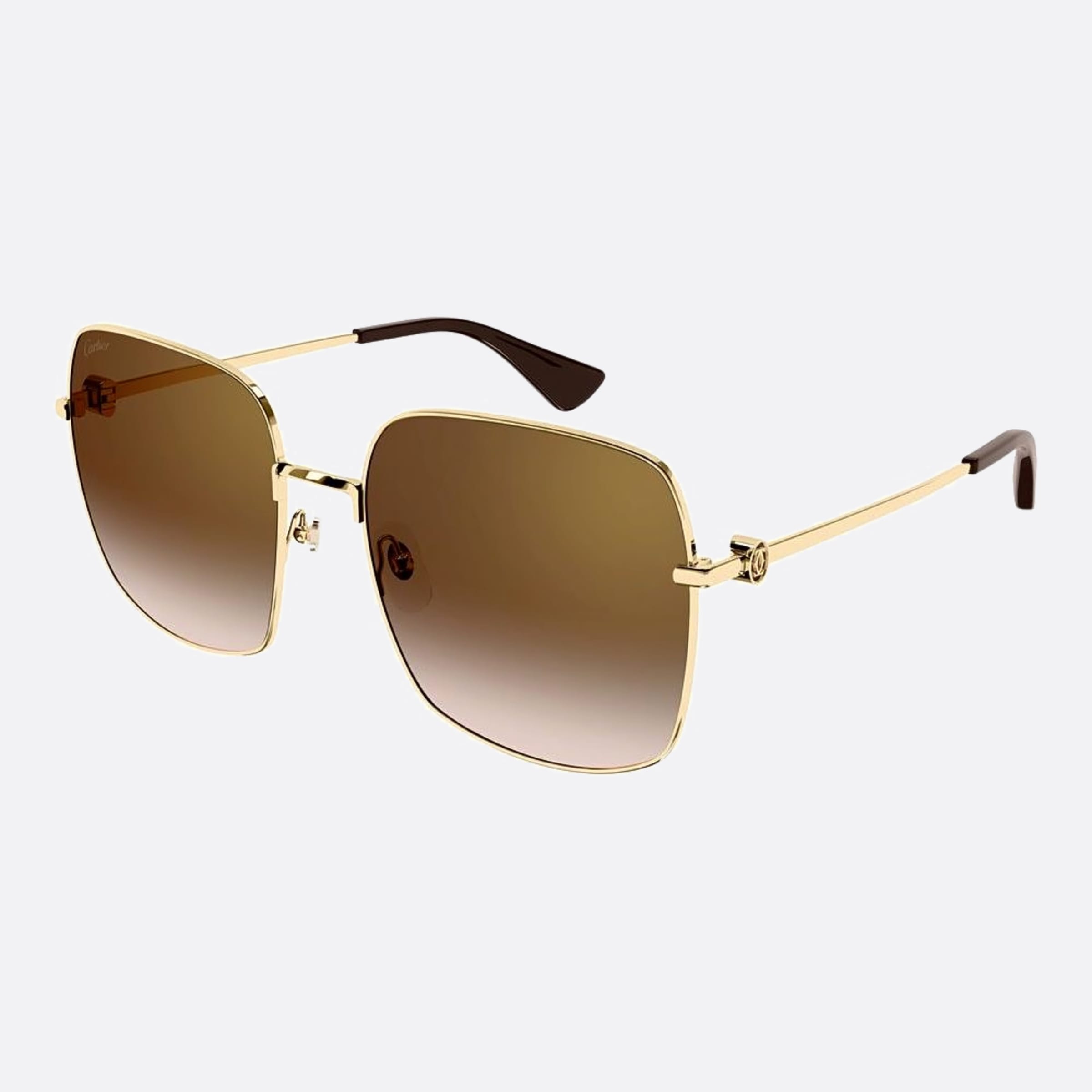 Cartier 60mm Gold Geometric Women Sunglasses - Side View
