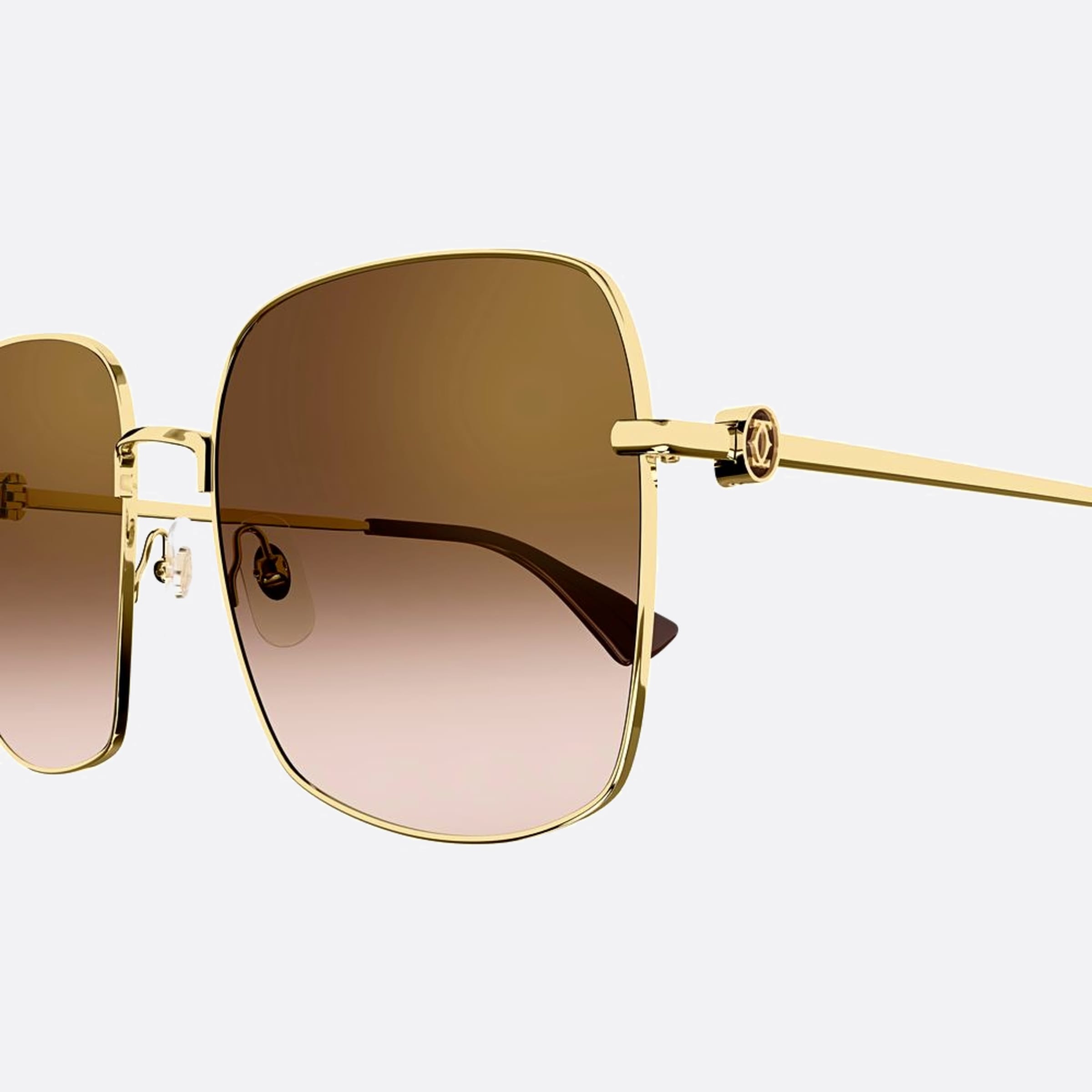 Cartier 60mm Gold Geometric Women Sunglasses - Detail View