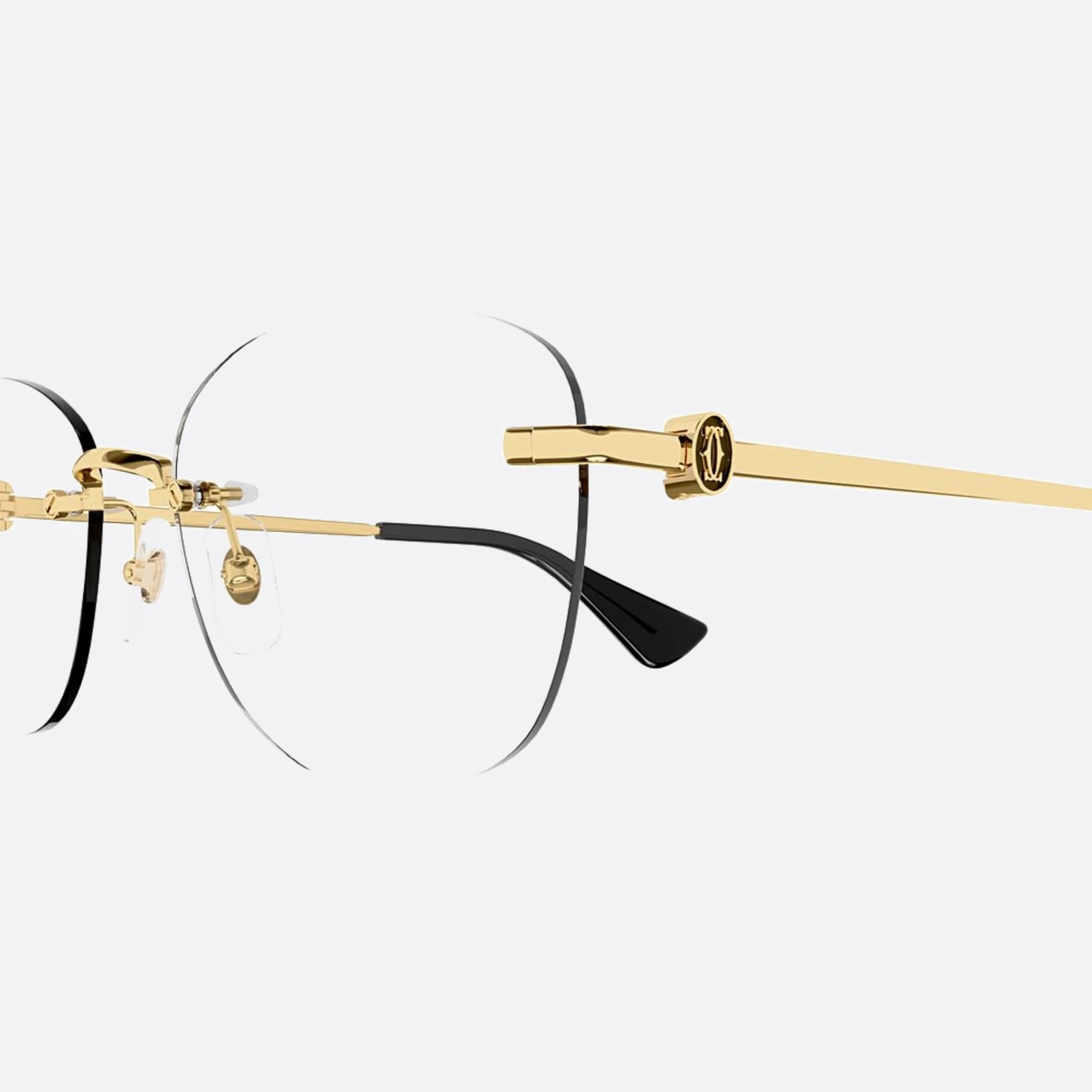 Cartier 56mm Gold Geometric Women Eyeglasses - Detail View