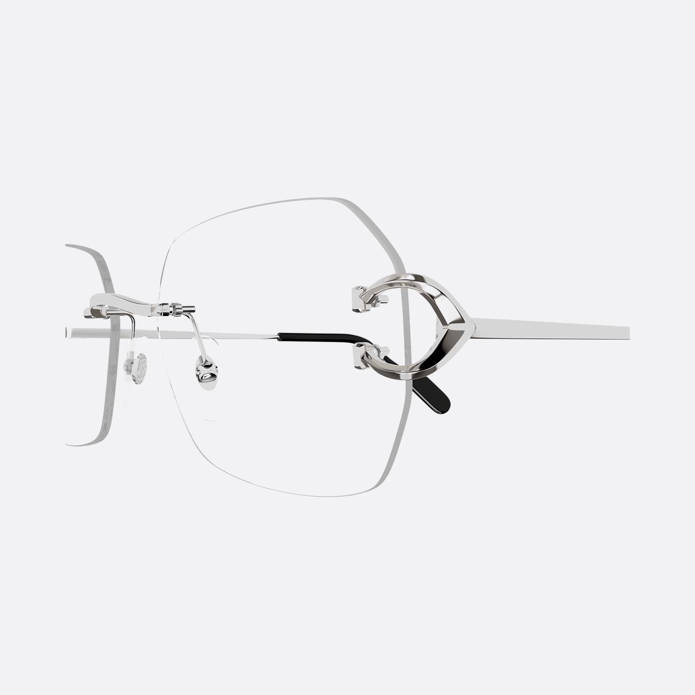 Cartier 57mm Silver Visor Unisex Eyeglasses - Detail View