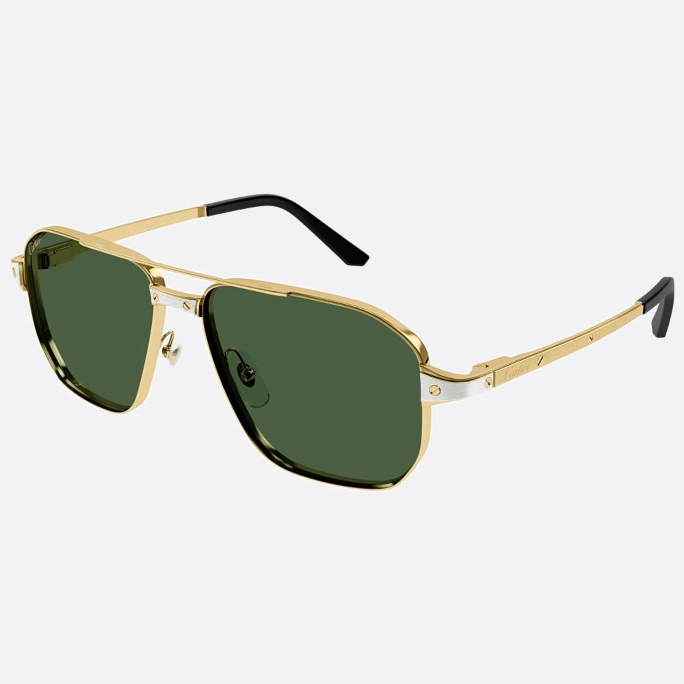 Cartier 59mm Gold Pilot Polarized Men Sunglasses - Side View
