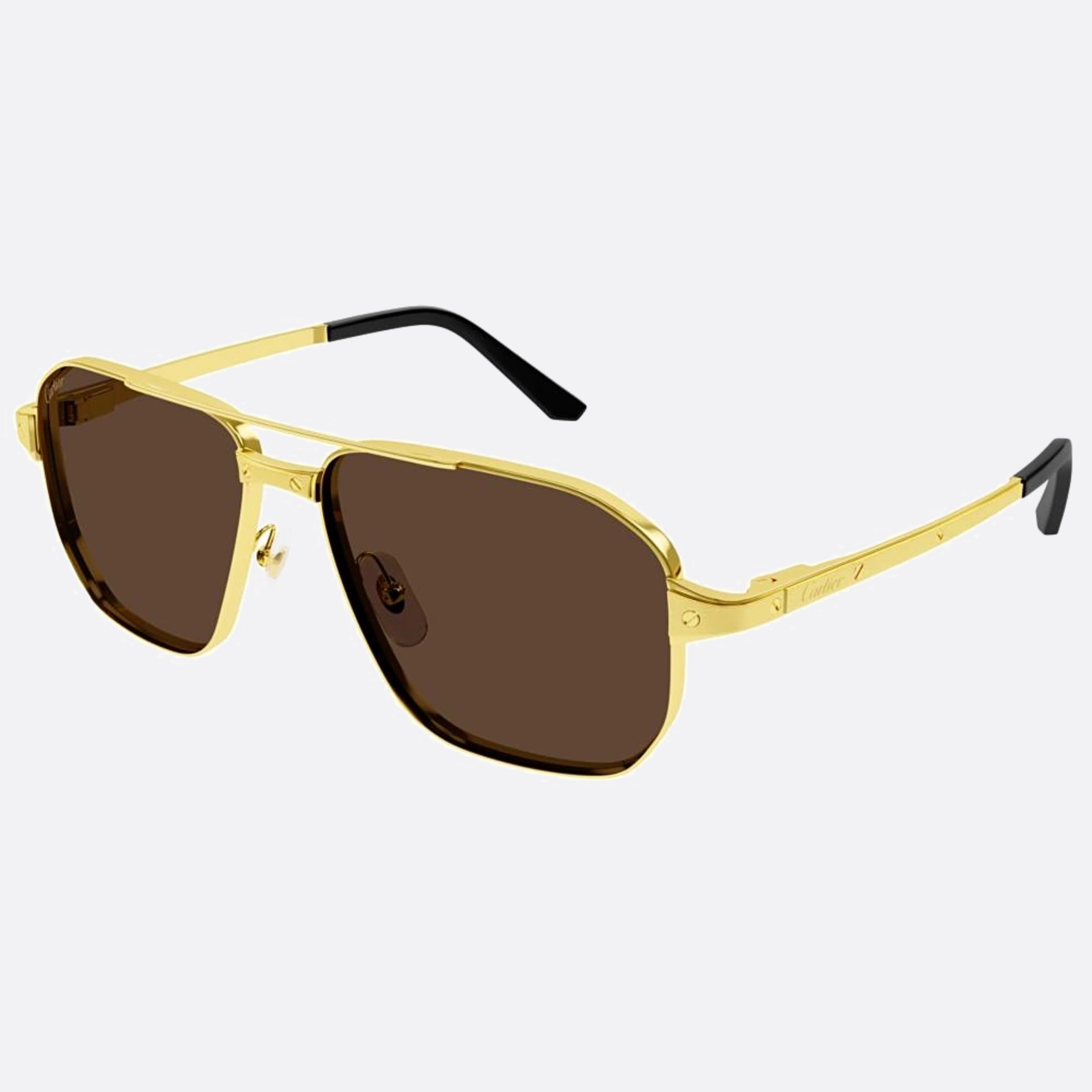 Cartier 59mm Gold Pilot Polarized Men Sunglasses - Side View