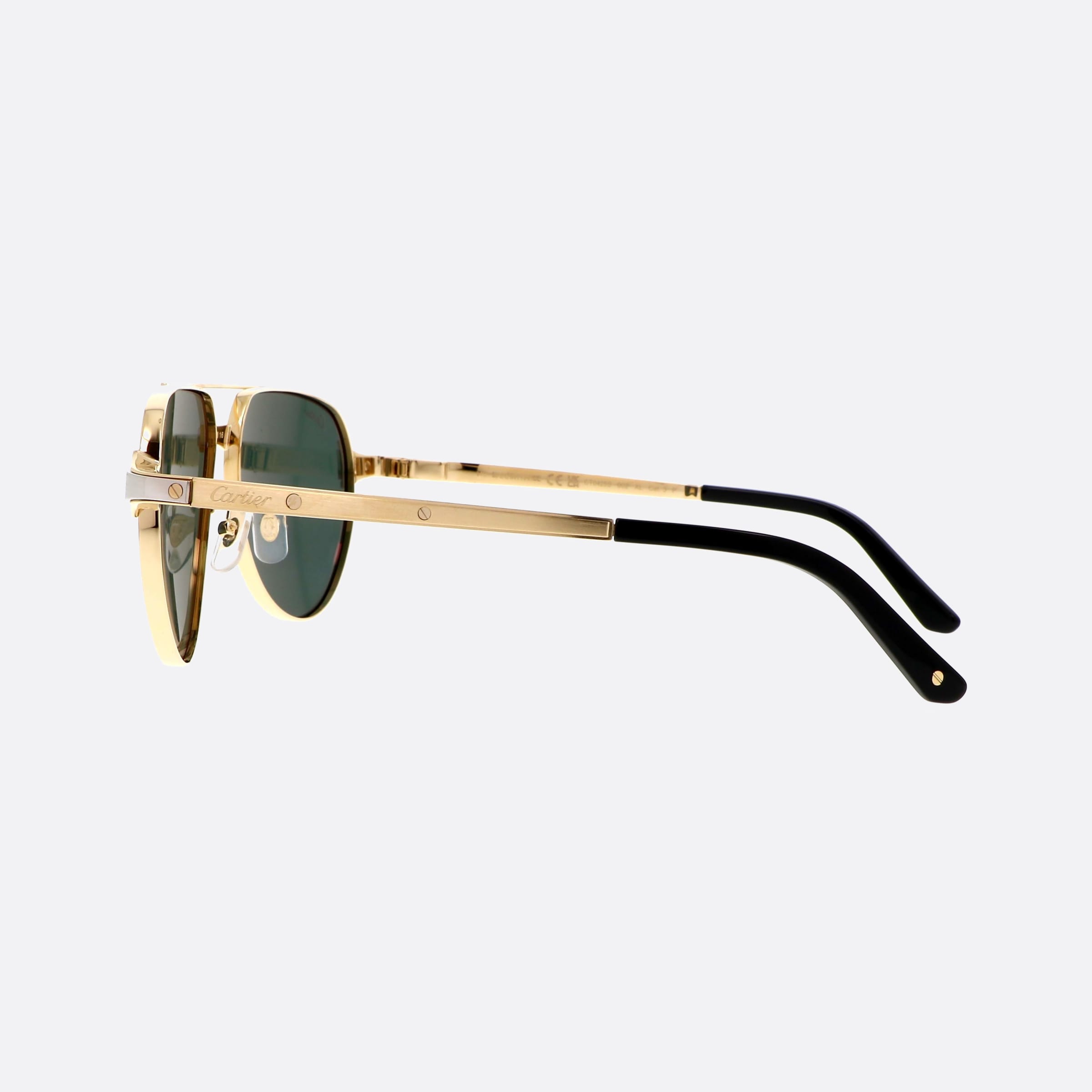 Cartier 59mm Gold Pilot Polarized Men Sunglasses - Detail View