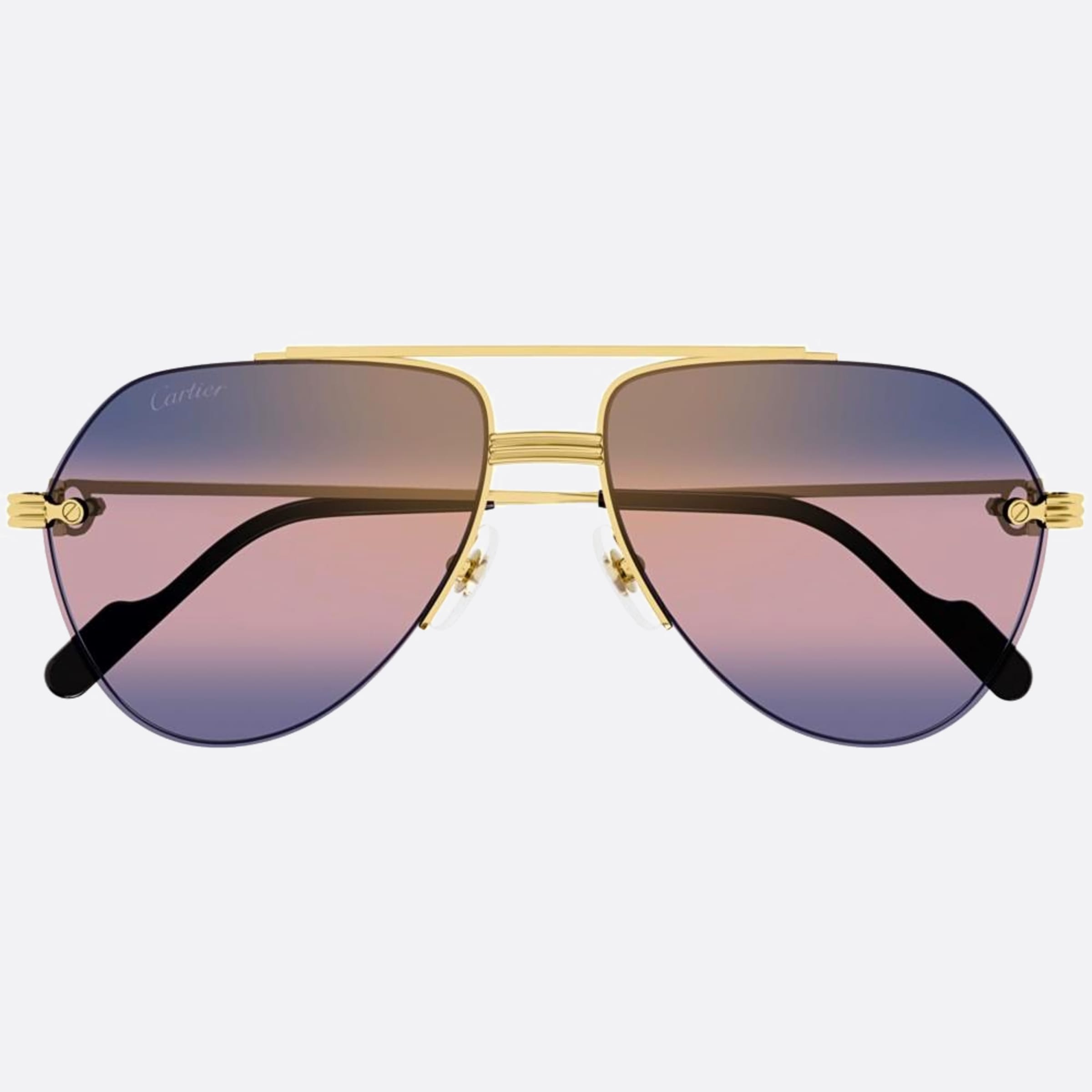 Cartier 58mm Gold Pilot Men Sunglasses - Main View