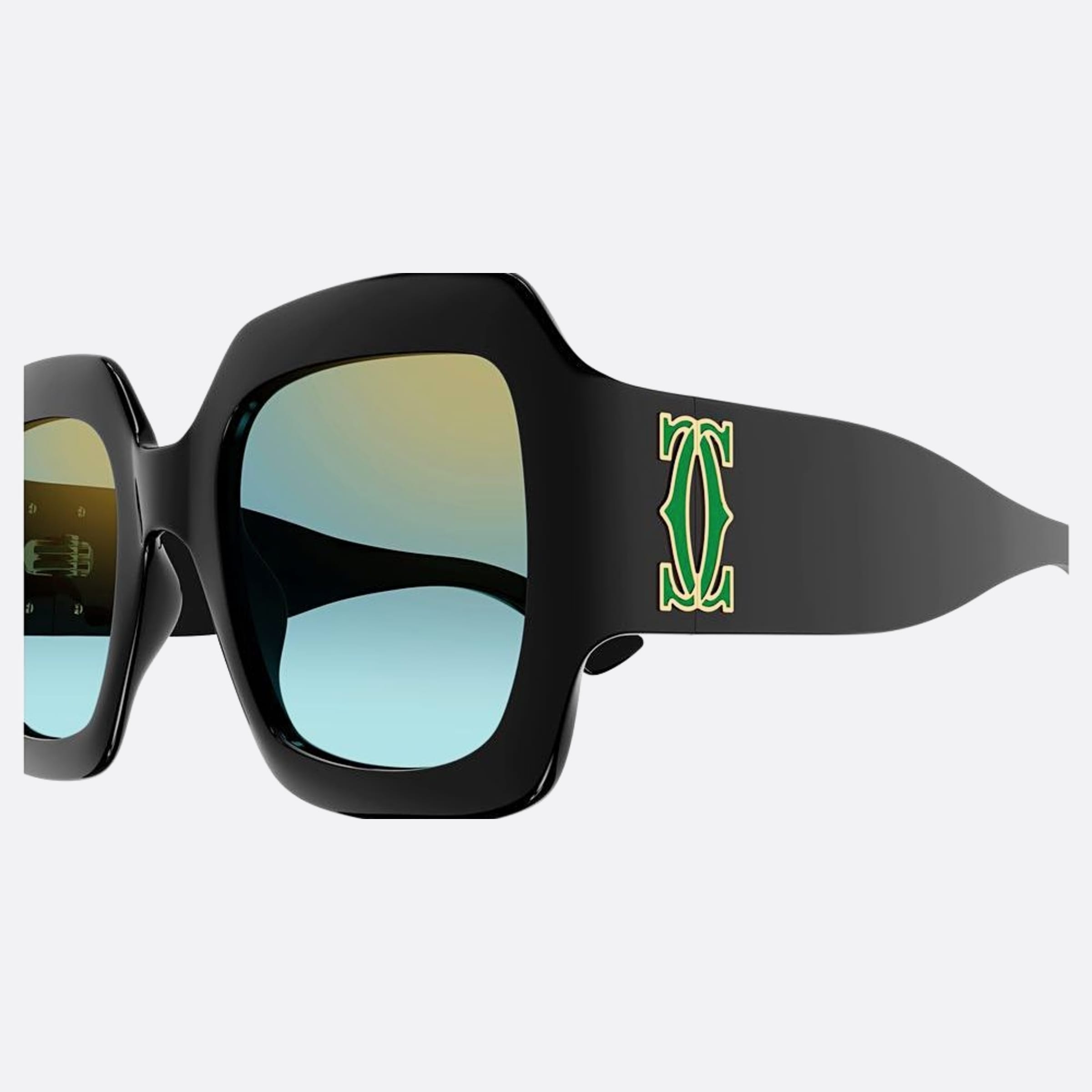 Cartier 54mm Black Squared Women Sunglasses - Detail View