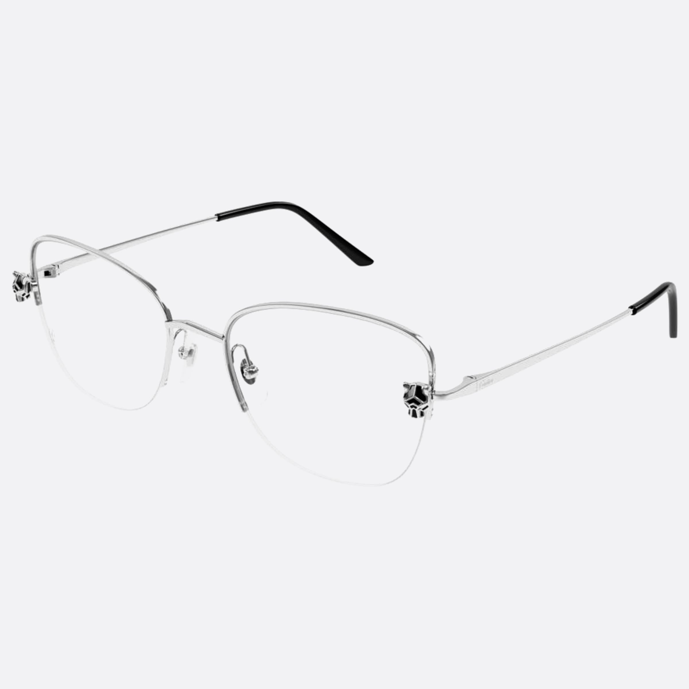 Cartier 55mm Silver Cat Eye Women Eyeglasses - Side View