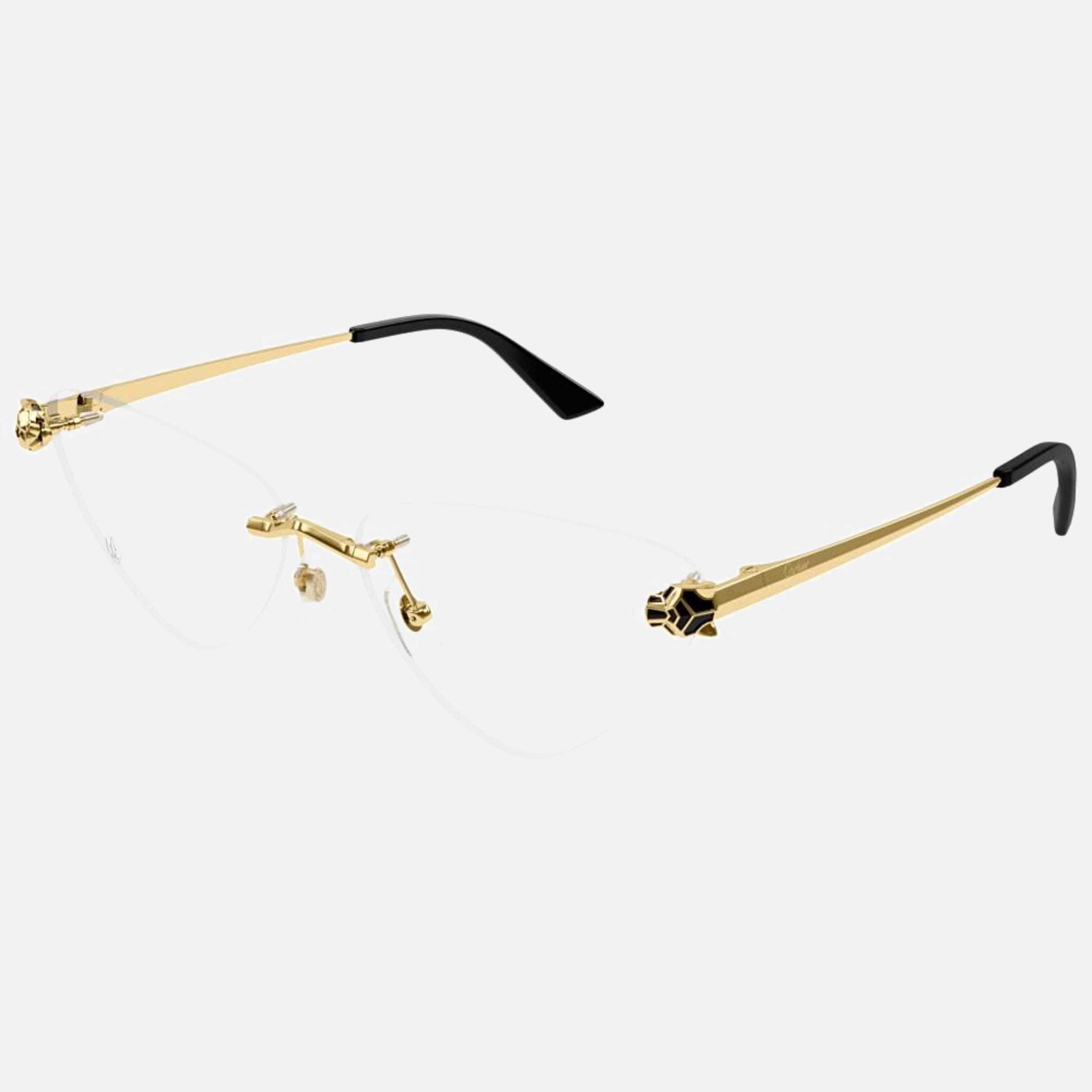 Cartier 60mm Gold Cat Eye Women Eyeglasses - Side View